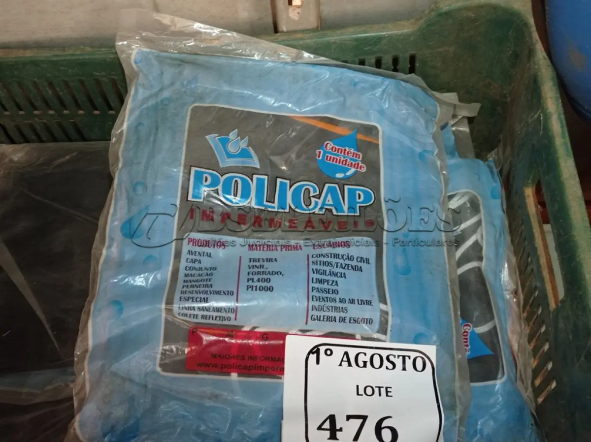 LOTE 476 - 01 LOTE COM POLICAP IMPERMEÁVEL (NO ESTADO) ATENÇÃO! FAZER A VISITAÇÃO ANTES DE ARREMATAR, NÃO SABEMOS SE FUNCIONA. LEILÃO NÃO TEM GARANTIA E NEM DEVOLUÇÃO, SUJEITO A POSSÍVEIS AVARIAS VISÍVEIS/OCULTAS E/OU AUSÊNCIA DE COMPONENTES.