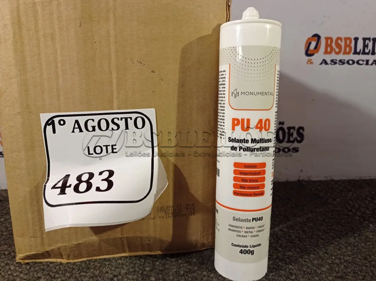 LOTE 483 - 12 SELANTES MULTIUSO DE POLIURETANO PU 40 CONTENDO 400MG CADA. (NO ESTADO) ATENÇÃO! FAZER A VISITAÇÃO ANTES DE ARREMATAR, NÃO SABEMOS SE FUNCIONA. LEILÃO NÃO TEM GARANTIA E NEM DEVOLUÇÃO, SUJEITO A POSSÍVEIS AVARIAS VISÍVEIS/OCULTAS E/OU AUSÊNCIA DE COMPONENTES.