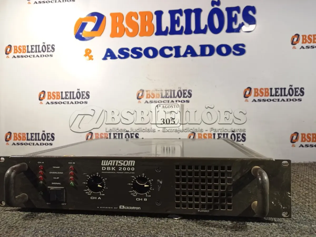 LOTE 305 - 01 AMPLIFICADOR WATTSOM BDK-2000 (NO ESTADO) ATENÇÃO! FAZER A VISITAÇÃO ANTES DE ARREMATAR, NÃO SABEMOS SE FUNCIONA. LEILÃO NÃO TEM GARANTIA E NEM DEVOLUÇÃO, SUJEITO A POSSÍVEIS AVARIAS VISÍVEIS/OCULTAS E/OU AUSÊNCIA DE COMPONENTES.