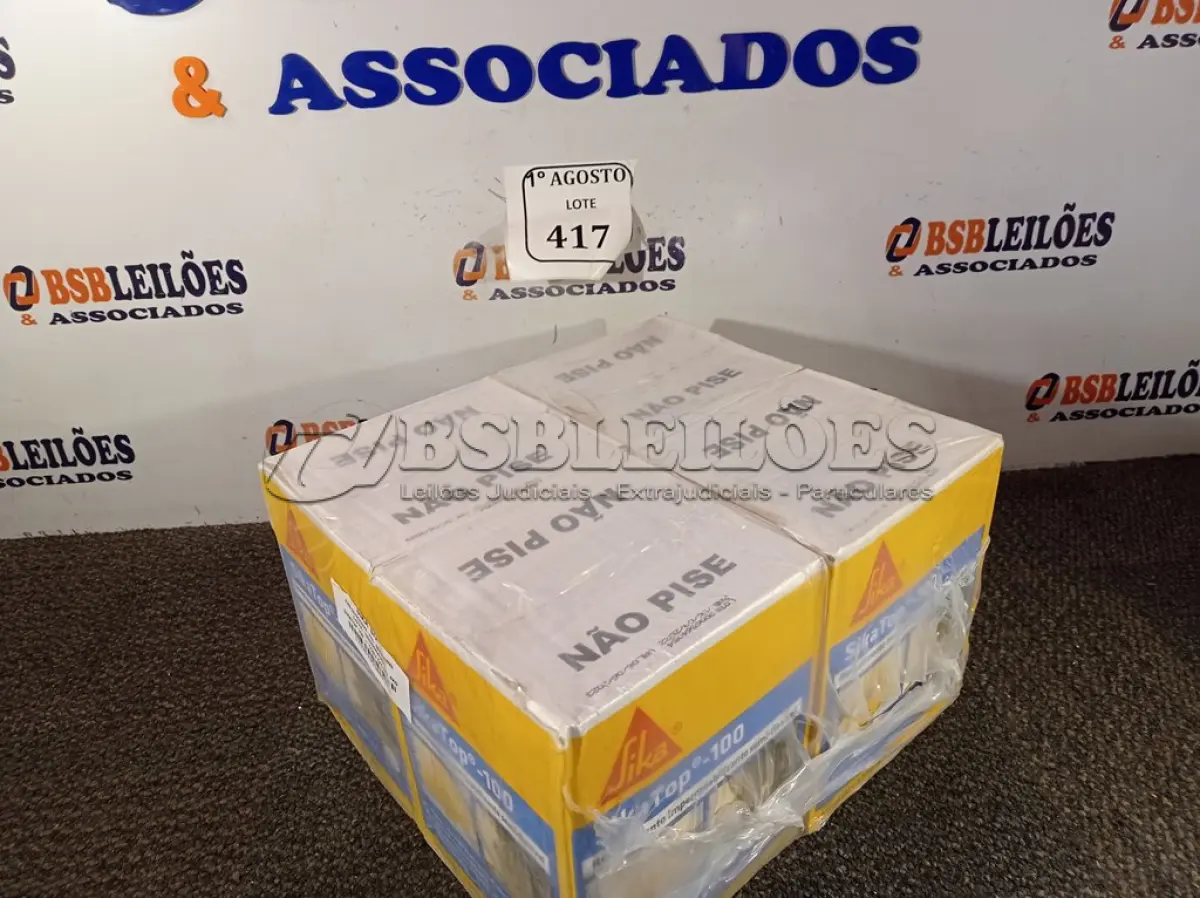 LOTE 417 - 04 CAIXA SIKA TOP 100 REVESTIMENTO IMPERMEABILIZANTE SEMI-FLEXIVEL 4KG. (NO ESTADO) ATENÇÃO! FAZER A VISITAÇÃO ANTES DE ARREMATAR, NÃO SABEMOS SE FUNCIONA. LEILÃO NÃO TEM GARANTIA E NEM DEVOLUÇÃO, SUJEITO A POSSÍVEIS AVARIAS VISÍVEIS/OCULTAS E/OU AUSÊNCIA DE COMPONENTES.