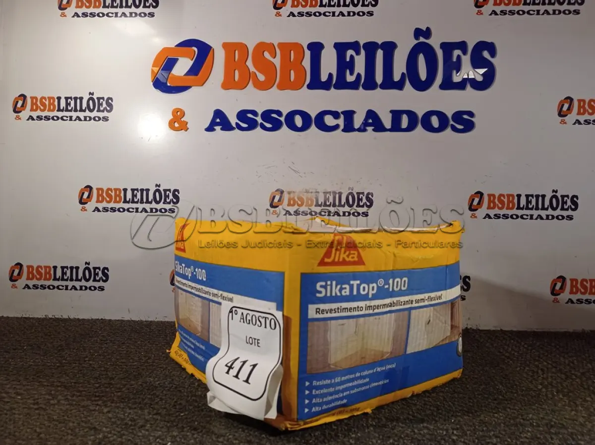 LOTE 411 - 01 CAIXA SIKA TOP 100 REVESTIMENTO IMPERMEABILIZANTE SEMI-FLEXIVEL 18KG. (NO ESTADO) ATENÇÃO! FAZER A VISITAÇÃO ANTES DE ARREMATAR, NÃO SABEMOS SE FUNCIONA. LEILÃO NÃO TEM GARANTIA E NEM DEVOLUÇÃO, SUJEITO A POSSÍVEIS AVARIAS VISÍVEIS/OCULTAS E/OU AUSÊNCIA DE COMPONENTES.