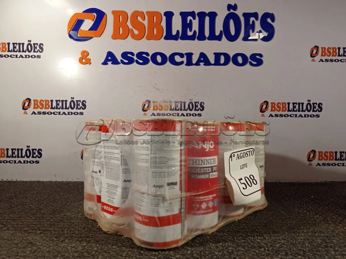 LOTE 508 - 12 LATAS DE 900ML CADA THINNER POLIÉSTER PU. (NO ESTADO) ATENÇÃO! FAZER A VISITAÇÃO ANTES DE ARREMATAR, NÃO SABEMOS SE FUNCIONA. LEILÃO NÃO TEM GARANTIA E NEM DEVOLUÇÃO, SUJEITO A POSSÍVEIS AVARIAS VISÍVEIS/OCULTAS E/OU AUSÊNCIA DE COMPONENTES.