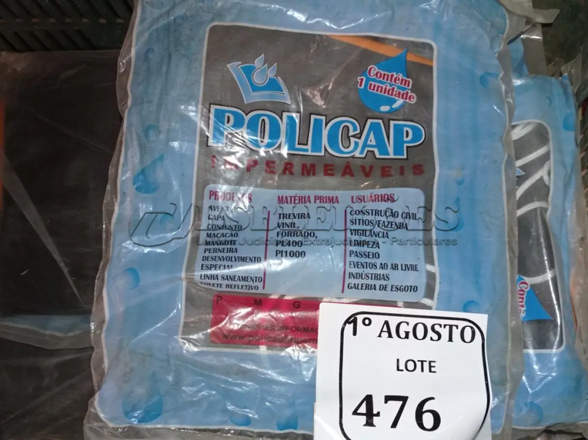 LOTE 476 - 01 LOTE COM POLICAP IMPERMEÁVEL (NO ESTADO) ATENÇÃO! FAZER A VISITAÇÃO ANTES DE ARREMATAR, NÃO SABEMOS SE FUNCIONA. LEILÃO NÃO TEM GARANTIA E NEM DEVOLUÇÃO, SUJEITO A POSSÍVEIS AVARIAS VISÍVEIS/OCULTAS E/OU AUSÊNCIA DE COMPONENTES.