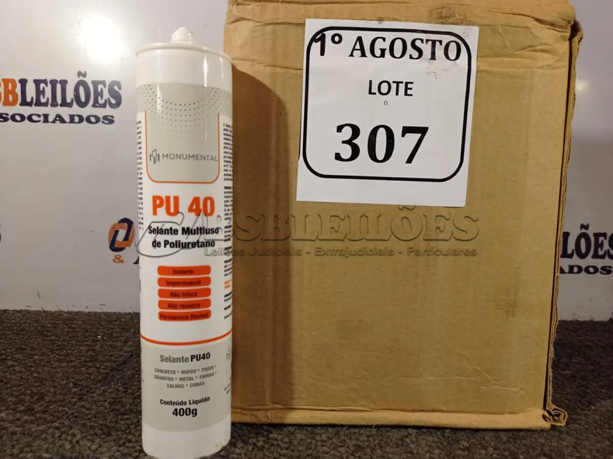 LOTE 307 - 12 SELANTES MULTIUSO DE POLIURETANO PU 40 CONTENDO 400MG CADA. (NO ESTADO) ATENÇÃO! FAZER A VISITAÇÃO ANTES DE ARREMATAR, NÃO SABEMOS SE FUNCIONA. LEILÃO NÃO TEM GARANTIA E NEM DEVOLUÇÃO, SUJEITO A POSSÍVEIS AVARIAS VISÍVEIS/OCULTAS E/OU AUSÊNCIA DE COMPONENTES.