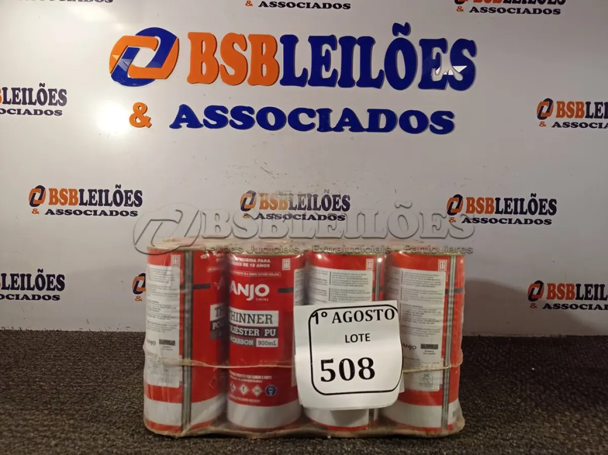 LOTE 508 - 12 LATAS DE 900ML CADA THINNER POLIÉSTER PU. (NO ESTADO) ATENÇÃO! FAZER A VISITAÇÃO ANTES DE ARREMATAR, NÃO SABEMOS SE FUNCIONA. LEILÃO NÃO TEM GARANTIA E NEM DEVOLUÇÃO, SUJEITO A POSSÍVEIS AVARIAS VISÍVEIS/OCULTAS E/OU AUSÊNCIA DE COMPONENTES.