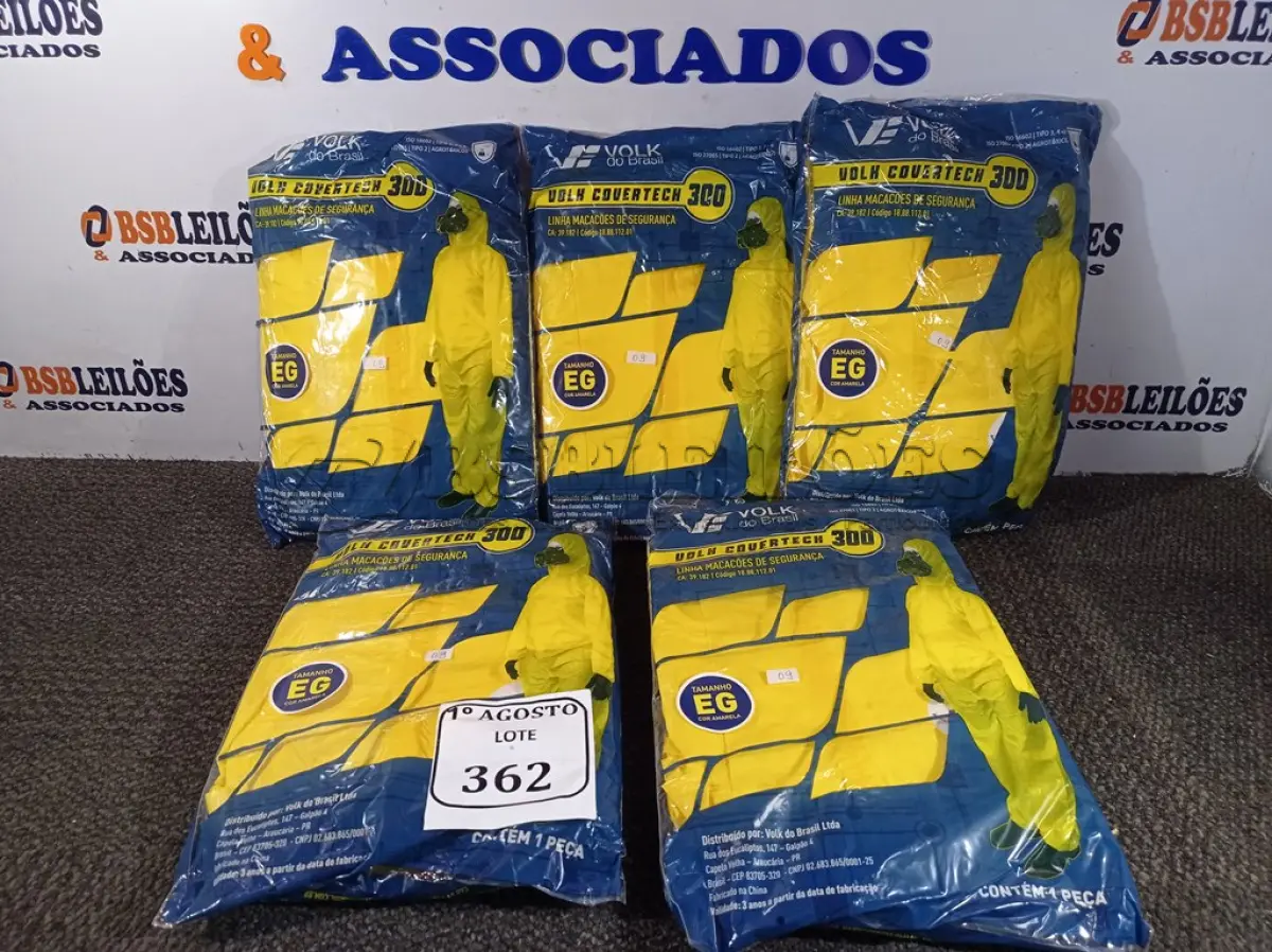 LOTE 362 - 05 MACACÕES DE SEGURANÇA VOLH GOVERTECH 300 TAMANHO EG. (NO ESTADO) ATENÇÃO! FAZER A VISITAÇÃO ANTES DE ARREMATAR, NÃO SABEMOS SE FUNCIONA. LEILÃO NÃO TEM GARANTIA E NEM DEVOLUÇÃO, SUJEITO A POSSÍVEIS AVARIAS VISÍVEIS/OCULTAS E/OU AUSÊNCIA DE COMPONENTES.