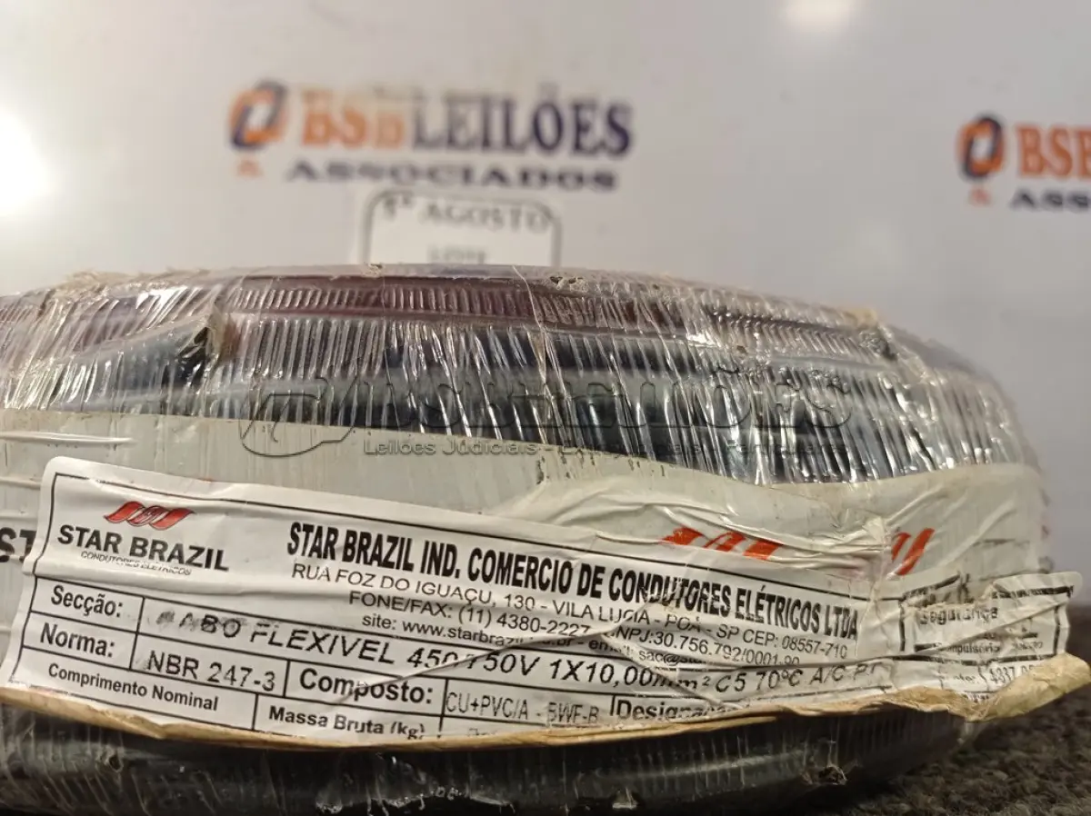 LOTE 010 - 01 ROLO DE CABO FLEXÍVEL 450/750VOLTS 1X10MM NA COR PRETA. (NO ESTADO) ATENÇÃO! FAZER A VISITAÇÃO ANTES DE ARREMATAR, NÃO SABEMOS SE FUNCIONA. LEILÃO NÃO TEM GARANTIA E NEM DEVOLUÇÃO, SUJEITO A POSSÍVEIS AVARIAS VISÍVEIS/OCULTAS E/OU AUSÊNCIA DE COMPONENTES.