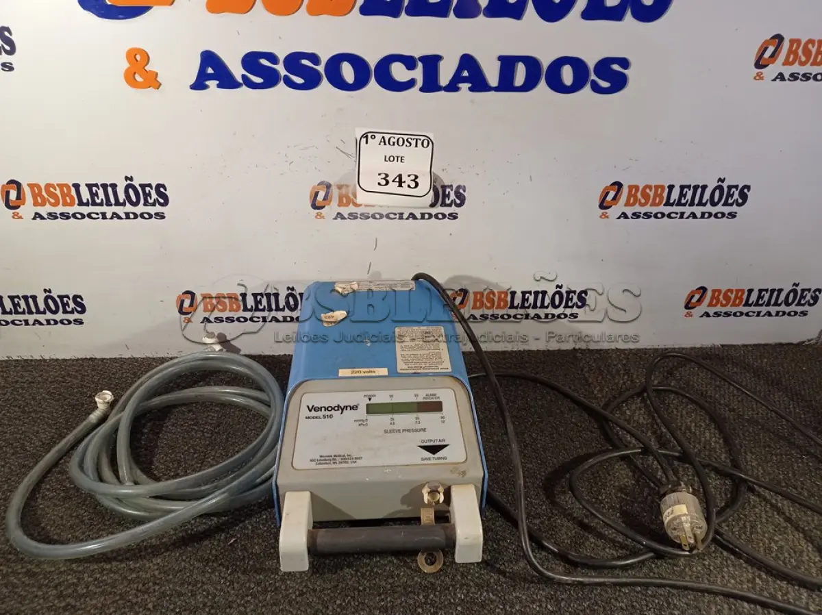 LOTE 343 - 01 BOMBA DE COMPRESSÃO VASCULAR VENODYNE 510. (NO ESTADO) ATENÇÃO! FAZER A VISITAÇÃO ANTES DE ARREMATAR, NÃO SABEMOS SE FUNCIONA. LEILÃO NÃO TEM GARANTIA E NEM DEVOLUÇÃO, SUJEITO A POSSÍVEIS AVARIAS VISÍVEIS/OCULTAS E/OU AUSÊNCIA DE COMPONENTES.