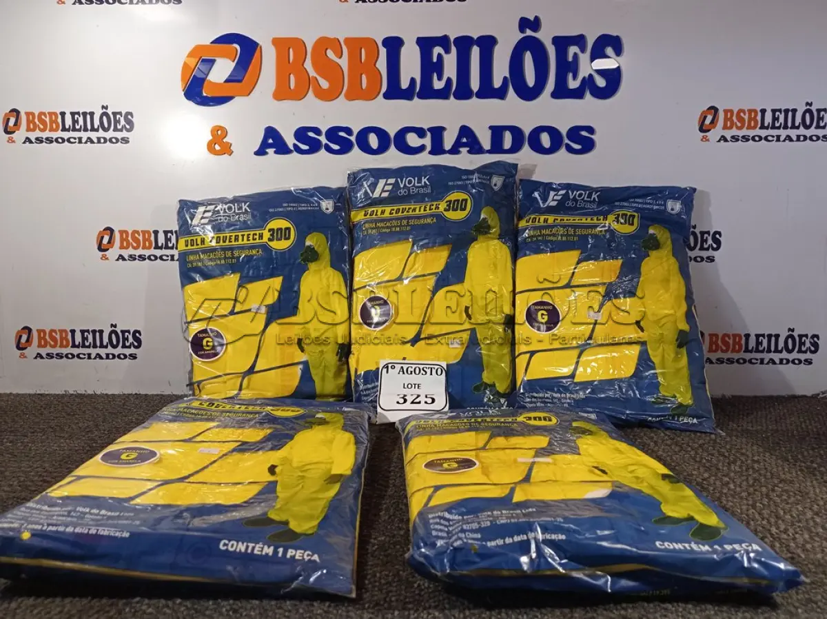 LOTE 325 - 05 MACACÕES DE SEGURANÇA VOLH GOVERTECH 300 TAMANHO G. (NO ESTADO) ATENÇÃO! FAZER A VISITAÇÃO ANTES DE ARREMATAR, NÃO SABEMOS SE FUNCIONA. LEILÃO NÃO TEM GARANTIA E NEM DEVOLUÇÃO, SUJEITO A POSSÍVEIS AVARIAS VISÍVEIS/OCULTAS E/OU AUSÊNCIA DE COMPONENTES.