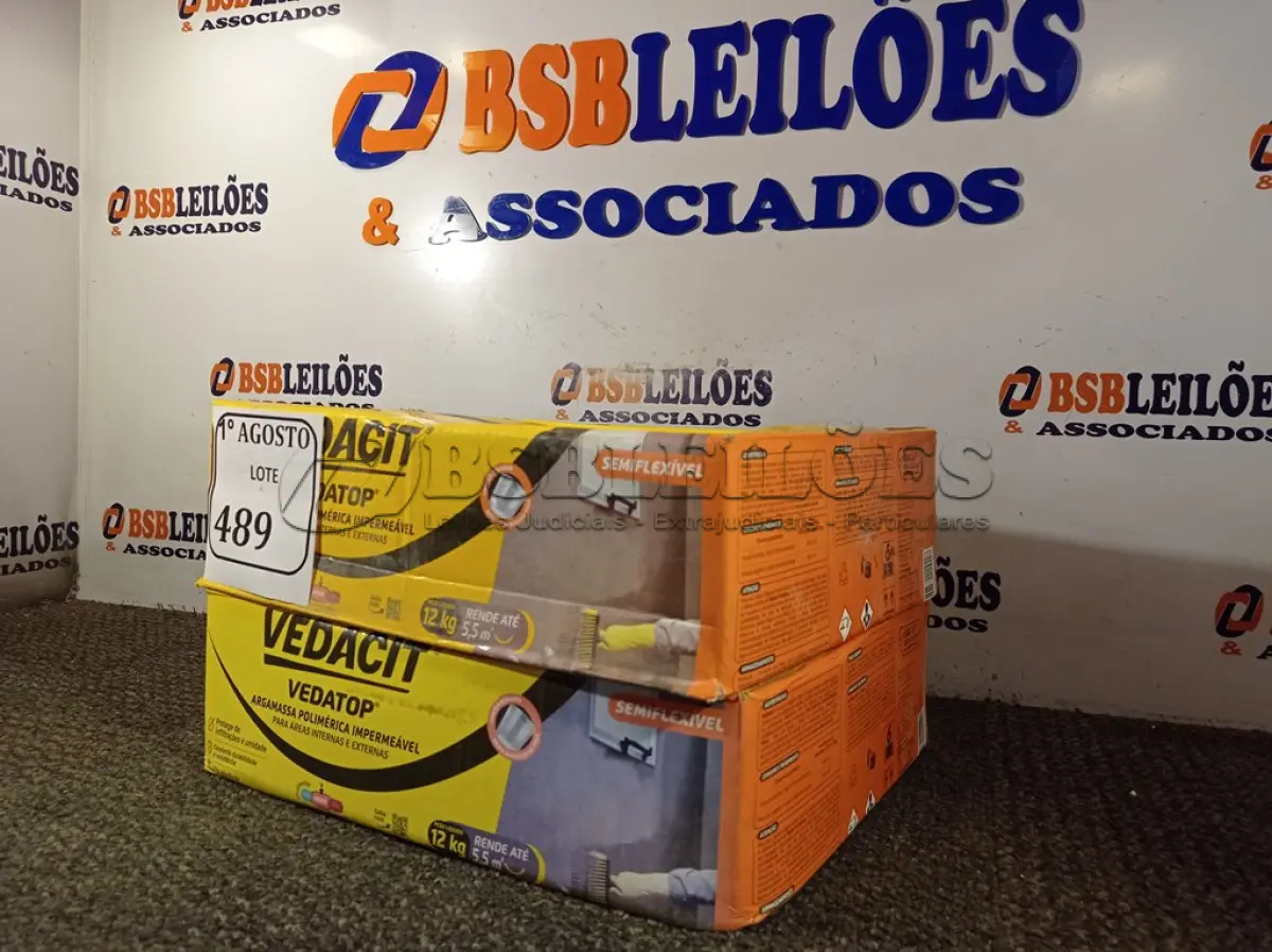 LOTE 489 - 02 CAIXAS DE VEDATOP ARGAMASSA POLIMÉRICA IMPERMEÁVEL 12KG. (NO ESTADO) ATENÇÃO! FAZER A VISITAÇÃO ANTES DE ARREMATAR, NÃO SABEMOS SE FUNCIONA. LEILÃO NÃO TEM GARANTIA E NEM DEVOLUÇÃO, SUJEITO A POSSÍVEIS AVARIAS VISÍVEIS/OCULTAS E/OU AUSÊNCIA DE COMPONENTES.