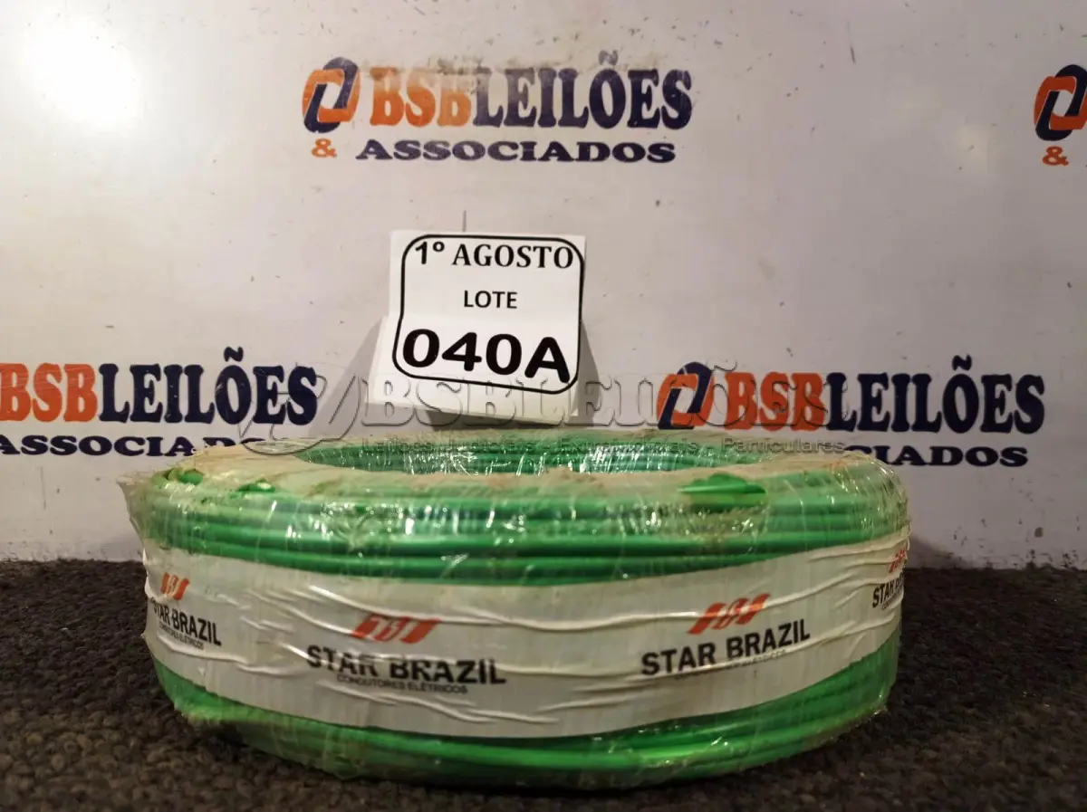 LOTE 040 - 01 ROLO DE CABO FLEXÍVEL 450/750VOLTS 1X4,00MM NA COR VERDE. (NO ESTADO) ATENÇÃO! FAZER A VISITAÇÃO ANTES DE ARREMATAR, NÃO SABEMOS SE FUNCIONA. LEILÃO NÃO TEM GARANTIA E NEM DEVOLUÇÃO, SUJEITO A POSSÍVEIS AVARIAS VISÍVEIS/OCULTAS E/OU AUSÊNCIA DE COMPONENTES.