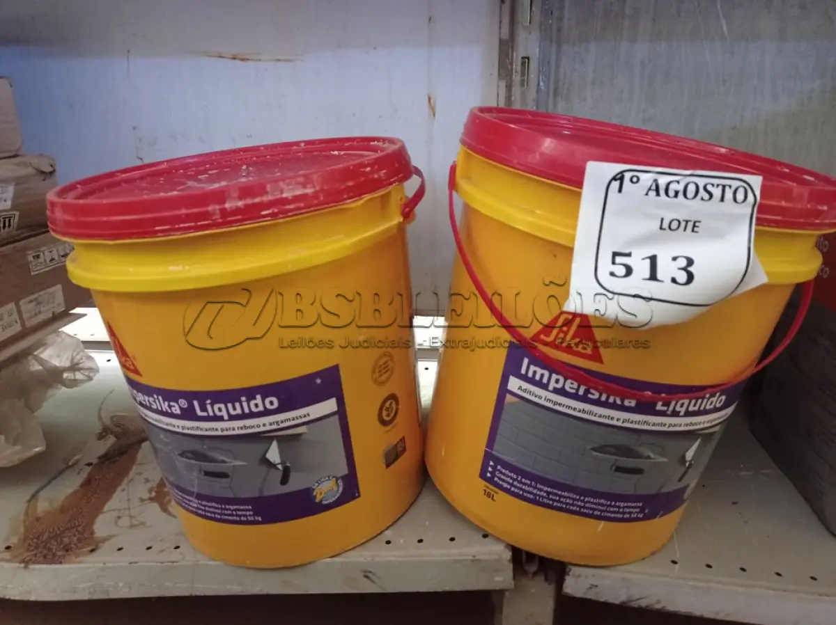 LOTE 513 - 02 BALDES IMPERSIKA LÍQUIDO. (NO ESTADO) ATENÇÃO! FAZER A VISITAÇÃO ANTES DE ARREMATAR, NÃO SABEMOS SE FUNCIONA. LEILÃO NÃO TEM GARANTIA E NEM DEVOLUÇÃO, SUJEITO A POSSÍVEIS AVARIAS VISÍVEIS/OCULTAS E/OU AUSÊNCIA DE COMPONENTES.