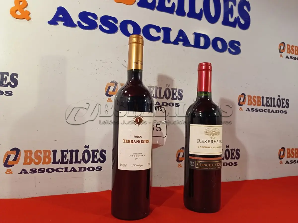 LOTE 035 -  01 GARRAFA DE VINHO FINCA TERRANOSTRA ARGENTINO 2015 750ML E 01 GARRAFA CHILE RESERVADO CABERNET SAUVIGNOT. 750ML. LACRADO.  (NO ESTADO EM QUE SE ENCONTRA) ATENÇÃO! FAZER A VISITAÇÃO ANTES DE ARREMATAR, NÃO SABEMOS SE FUNCIONA. LEILÃO NÃO TEM GARANTIA E NEM DEVOLUÇÃO, SUJEITO A POSSÍVEIS AVARIAS VISÍVEIS/OCULTAS E/OU AUSÊNCIA DE COMPONENTES.  