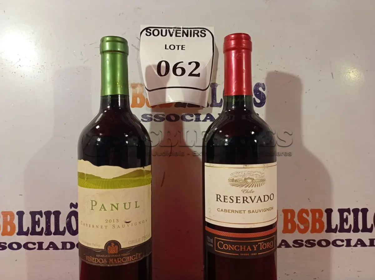 LOTE 062 - 01 GARRAFA DE VINHO PANUL CABERNET SAUVIGNON 2013 750 ML E 01 GARRAFA DE VINHO RESERVADO CABERNET SAUVIGNON CONCHA Y TORO 750ML. (NO ESTADO EM QUE SE ENCONTRA) ATENÇÃO! FAZER A VISITAÇÃO ANTES DE ARREMATAR, NÃO SABEMOS SE FUNCIONA. LEILÃO NÃO TEM GARANTIA E NEM DEVOLUÇÃO, SUJEITO A POSSÍVEIS AVARIAS VISÍVEIS/OCULTAS E/OU AUSÊNCIA DE COMPONENTES.  