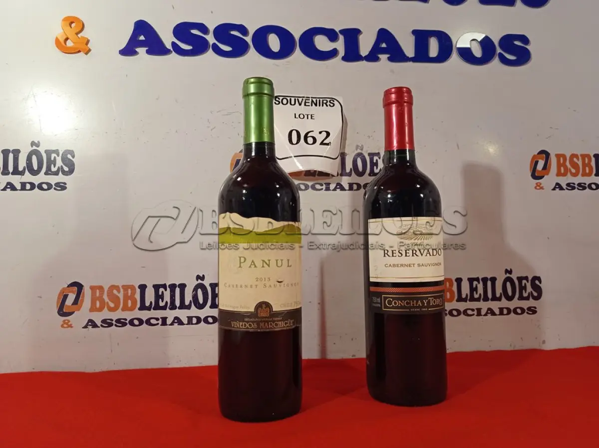 LOTE 062 - 01 GARRAFA DE VINHO PANUL CABERNET SAUVIGNON 2013 750 ML E 01 GARRAFA DE VINHO RESERVADO CABERNET SAUVIGNON CONCHA Y TORO 750ML. (NO ESTADO EM QUE SE ENCONTRA) ATENÇÃO! FAZER A VISITAÇÃO ANTES DE ARREMATAR, NÃO SABEMOS SE FUNCIONA. LEILÃO NÃO TEM GARANTIA E NEM DEVOLUÇÃO, SUJEITO A POSSÍVEIS AVARIAS VISÍVEIS/OCULTAS E/OU AUSÊNCIA DE COMPONENTES.  