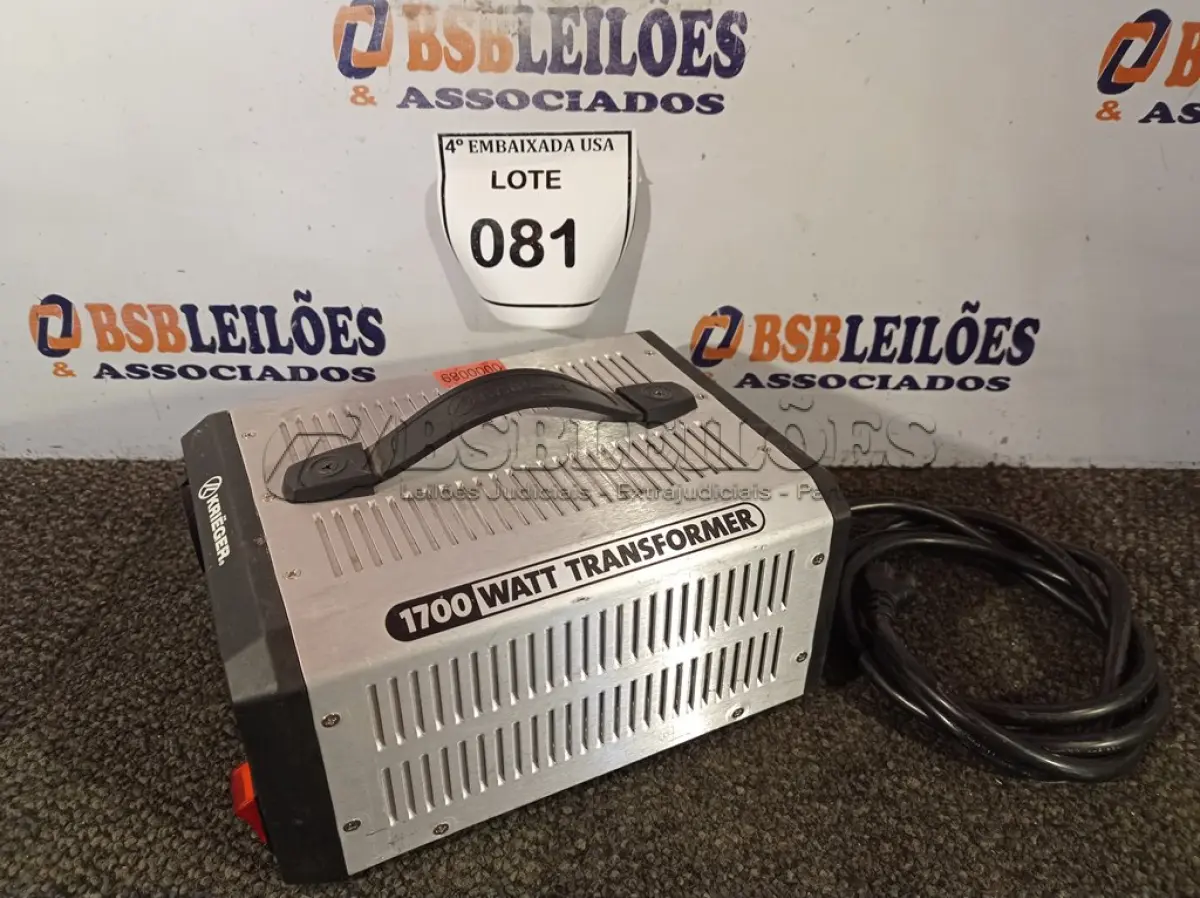 LOTE 081 - 01 TRANSFORMADOR ULT1700, 20A(120V) /10A (230V) COM CABO MARCA KRIEGER (TRANSFORMERS). (NO ESTADO EM QUE SE ENCONTRA. SUJEITO A AVARIAS OCULTAS/VISÍVEIS.)0000089