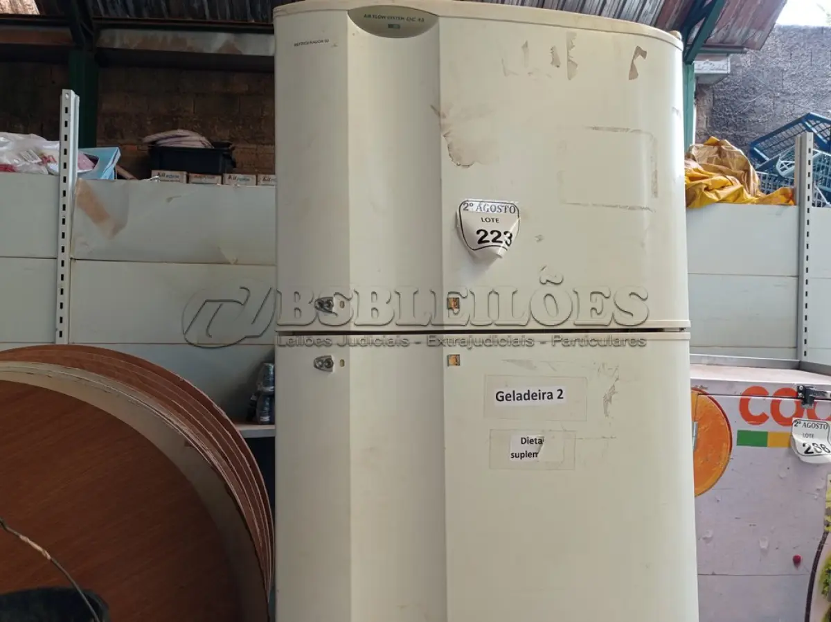 LOTE 223 - 01 GELADEIRA ELECTROLUX PARA A RETIRADA DE PEÇAS. (NO ESTADO) ATENÇÃO! FAZER A VISITAÇÃO ANTES DE ARREMATAR, NÃO SABEMOS SE FUNCIONA. LEILÃO NÃO TEM GARANTIA E NEM DEVOLUÇÃO, SUJEITO A POSSÍVEIS AVARIAS VISÍVEIS/OCULTAS E/OU AUSÊNCIA DE COMPONENTES.