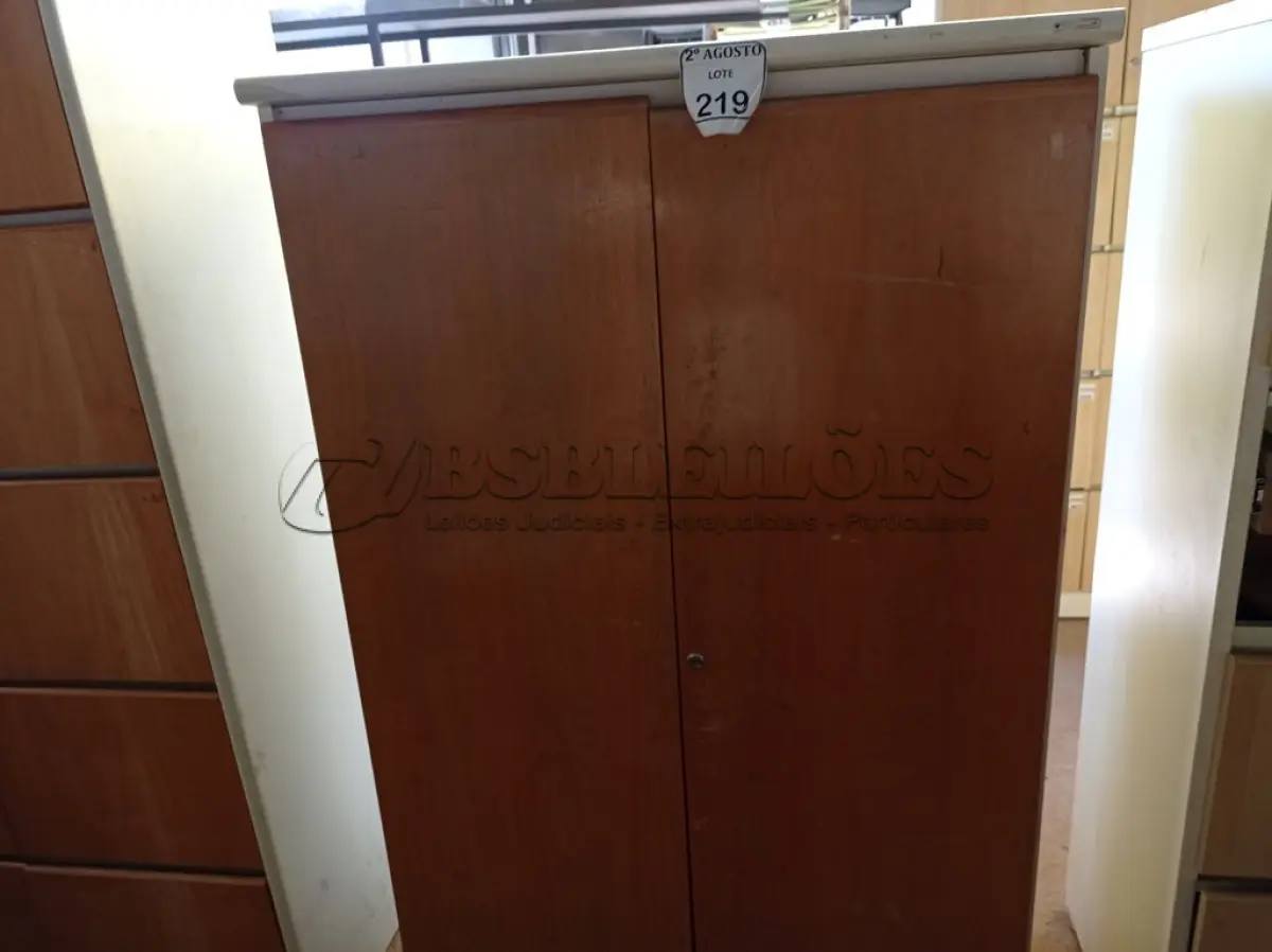 LOTE 219 - 01 ARMÁRIO PARA ESCRITÓRIO COM 02 PORTAS E 03 COMPARTIMENTOS. (NO ESTADO) ATENÇÃO! FAZER A VISITAÇÃO ANTES DE ARREMATAR, NÃO SABEMOS SE FUNCIONA. LEILÃO NÃO TEM GARANTIA E NEM DEVOLUÇÃO, SUJEITO A POSSÍVEIS AVARIAS VISÍVEIS/OCULTAS E/OU AUSÊNCIA DE COMPONENTES.