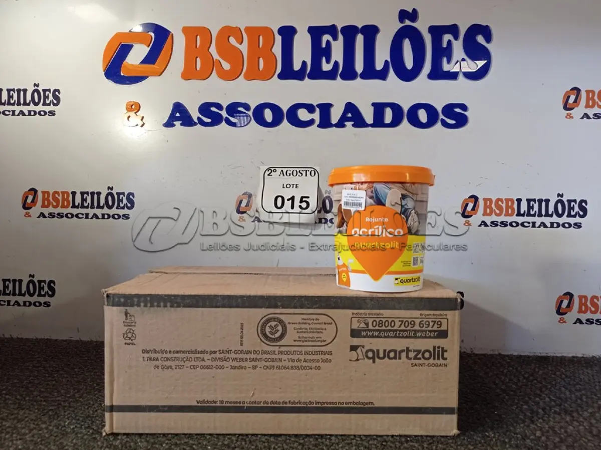 LOTE 015 - 06 REJUNTES ACRÍLICO 1KG CADA. (NO ESTADO) ATENÇÃO! FAZER A VISITAÇÃO ANTES DE ARREMATAR, NÃO SABEMOS SE FUNCIONA. LEILÃO NÃO TEM GARANTIA E NEM DEVOLUÇÃO, SUJEITO A POSSÍVEIS AVARIAS VISÍVEIS/OCULTAS E/OU AUSÊNCIA DE COMPONENTES.