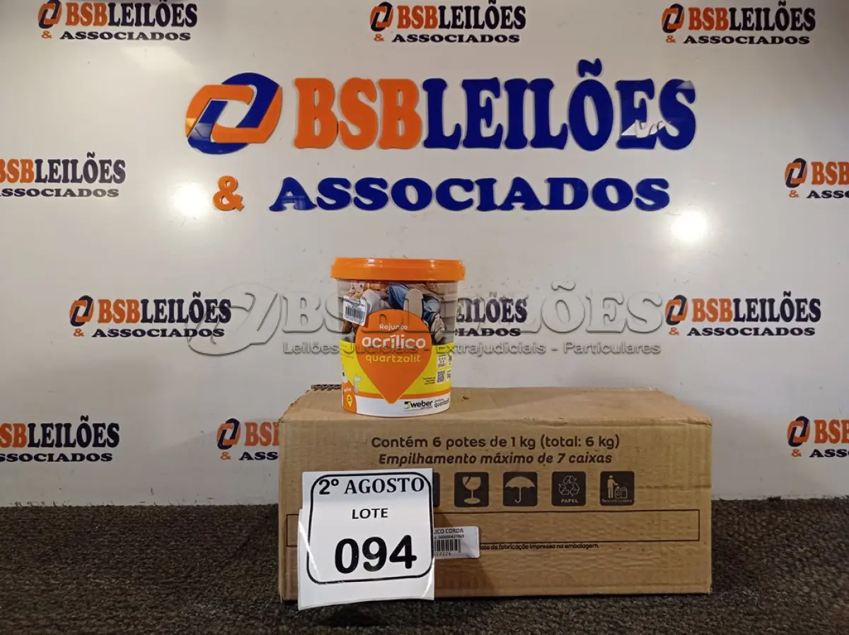 LOTE 094 - 06 REJUNTES ACRÍLICO 1KG CADA. (NO ESTADO) ATENÇÃO! FAZER A VISITAÇÃO ANTES DE ARREMATAR, NÃO SABEMOS SE FUNCIONA. LEILÃO NÃO TEM GARANTIA E NEM DEVOLUÇÃO, SUJEITO A POSSÍVEIS AVARIAS VISÍVEIS/OCULTAS E/OU AUSÊNCIA DE COMPONENTES.