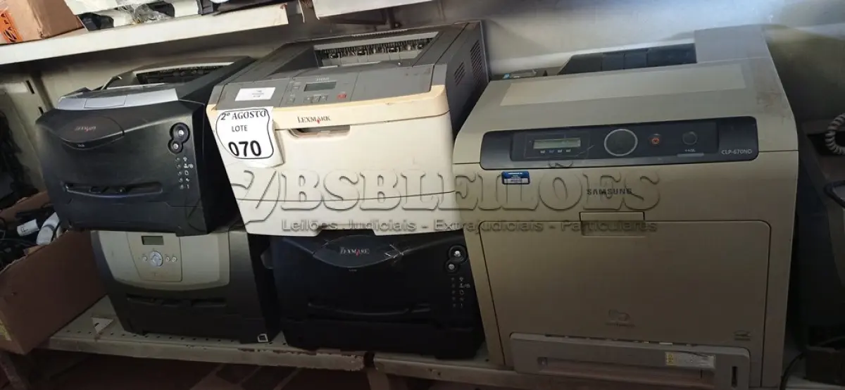 LOTE 070 - 05 IMPRESSORAS MARCAS E MODELO DIVERSOS E 03 APARELHOS DE FAX. (NO ESTADO) ATENÇÃO! FAZER A VISITAÇÃO ANTES DE ARREMATAR, NÃO SABEMOS SE FUNCIONA. LEILÃO NÃO TEM GARANTIA E NEM DEVOLUÇÃO, SUJEITO A POSSÍVEIS AVARIAS VISÍVEIS/OCULTAS E/OU AUSÊNCIA DE COMPONENTES.