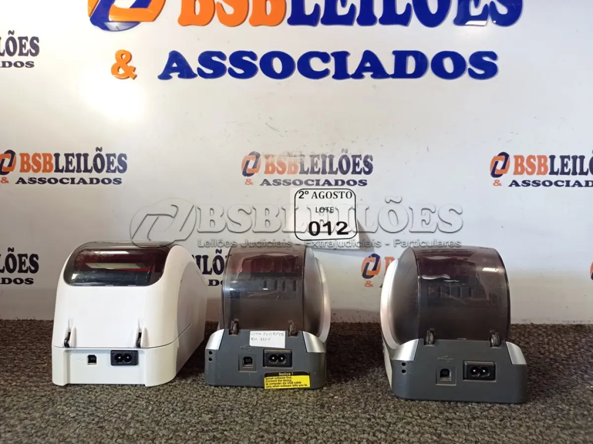 LOTE 012 - 03 IMPRESSORAS DE ETIQUETAS DA MARCA BROTHER DE MODELOS DIVERSOS 110V. (NO ESTADO) ATENÇÃO! FAZER A VISITAÇÃO ANTES DE ARREMATAR, NÃO SABEMOS SE FUNCIONA. LEILÃO NÃO TEM GARANTIA E NEM DEVOLUÇÃO, SUJEITO A POSSÍVEIS AVARIAS VISÍVEIS/OCULTAS E/OU AUSÊNCIA DE COMPONENTES.