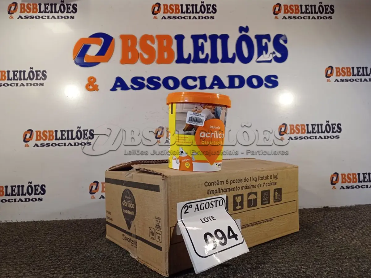 LOTE 094 - 06 REJUNTES ACRÍLICO 1KG CADA. (NO ESTADO) ATENÇÃO! FAZER A VISITAÇÃO ANTES DE ARREMATAR, NÃO SABEMOS SE FUNCIONA. LEILÃO NÃO TEM GARANTIA E NEM DEVOLUÇÃO, SUJEITO A POSSÍVEIS AVARIAS VISÍVEIS/OCULTAS E/OU AUSÊNCIA DE COMPONENTES.