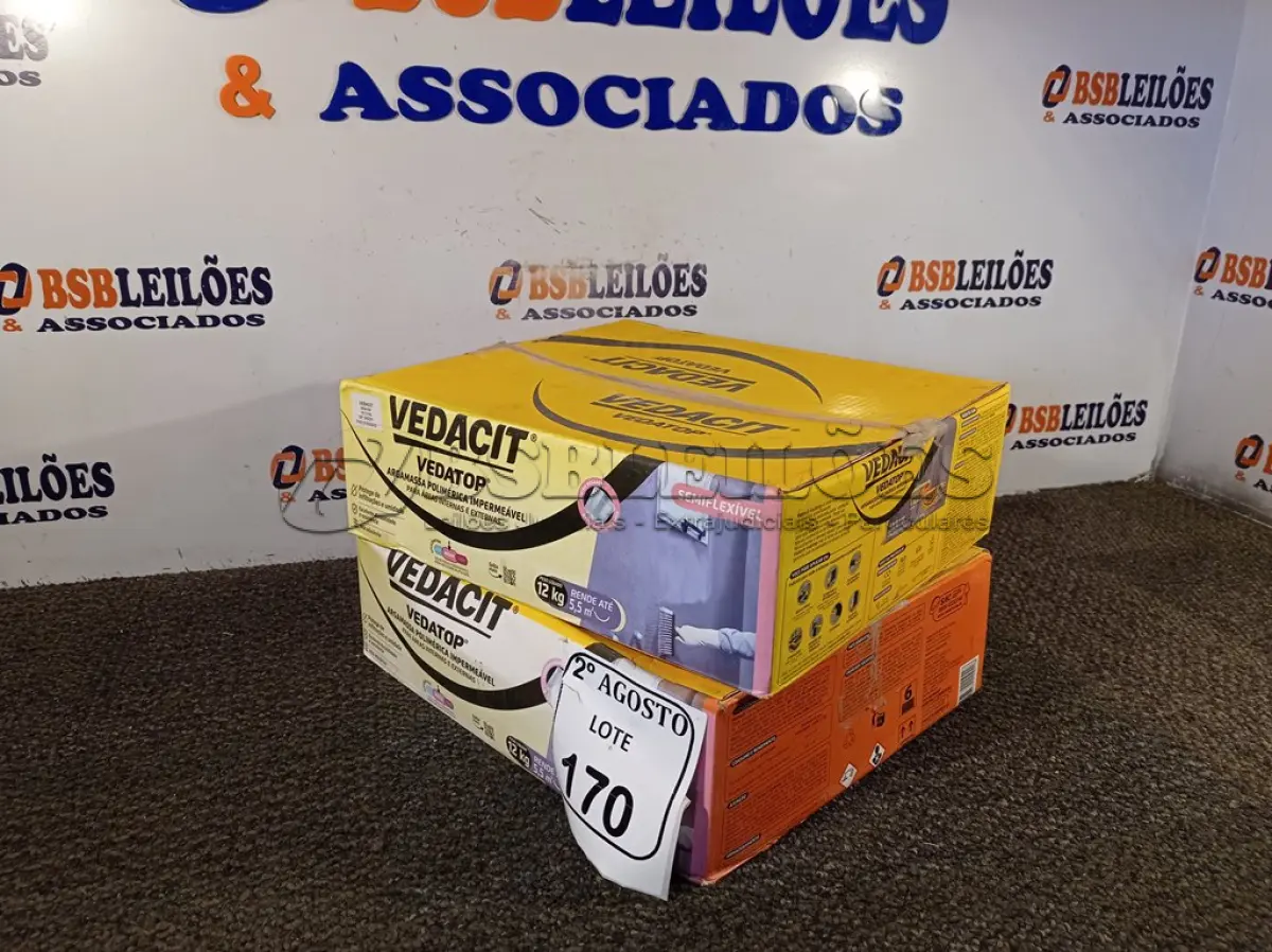 LOTE 170 - 02 VEDACIT ARGAMASSA POLIMÉRICA IMPERMEÁVEL 12KGS CADA. (NO ESTADO) ATENÇÃO! FAZER A VISITAÇÃO ANTES DE ARREMATAR, NÃO SABEMOS SE FUNCIONA. LEILÃO NÃO TEM GARANTIA E NEM DEVOLUÇÃO, SUJEITO A POSSÍVEIS AVARIAS VISÍVEIS/OCULTAS E/OU AUSÊNCIA DE COMPONENTES.