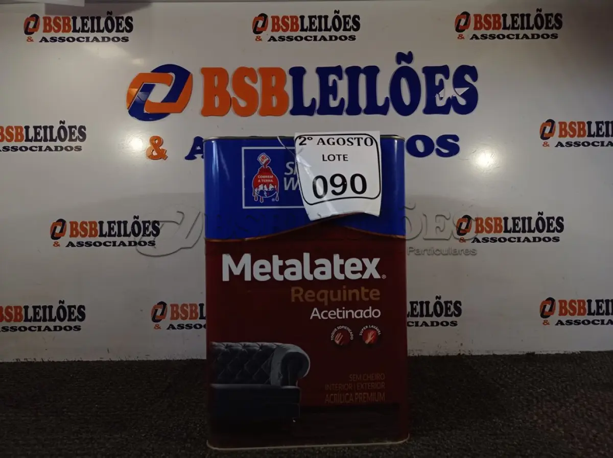 LOTE 090 - 01 LATA DE TINTA METALATEX ACETINADO DE 16 LITROS DE COR GELO BRANCO NEVE. (NO ESTADO) ATENÇÃO! FAZER A VISITAÇÃO ANTES DE ARREMATAR, NÃO SABEMOS SE FUNCIONA. LEILÃO NÃO TEM GARANTIA E NEM DEVOLUÇÃO, SUJEITO A POSSÍVEIS AVARIAS VISÍVEIS/OCULTAS E/OU AUSÊNCIA DE COMPONENTES.