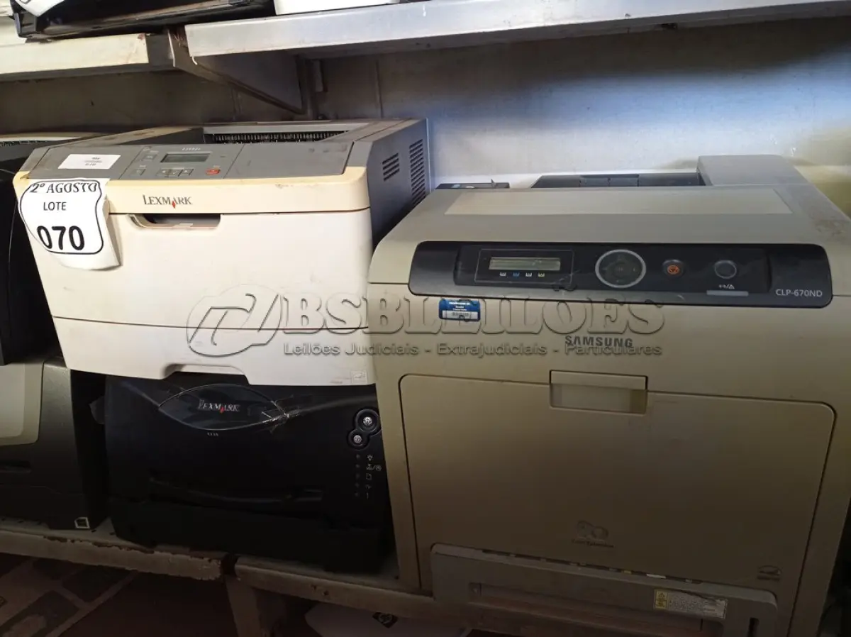 LOTE 070 - 05 IMPRESSORAS MARCAS E MODELO DIVERSOS E 03 APARELHOS DE FAX. (NO ESTADO) ATENÇÃO! FAZER A VISITAÇÃO ANTES DE ARREMATAR, NÃO SABEMOS SE FUNCIONA. LEILÃO NÃO TEM GARANTIA E NEM DEVOLUÇÃO, SUJEITO A POSSÍVEIS AVARIAS VISÍVEIS/OCULTAS E/OU AUSÊNCIA DE COMPONENTES.