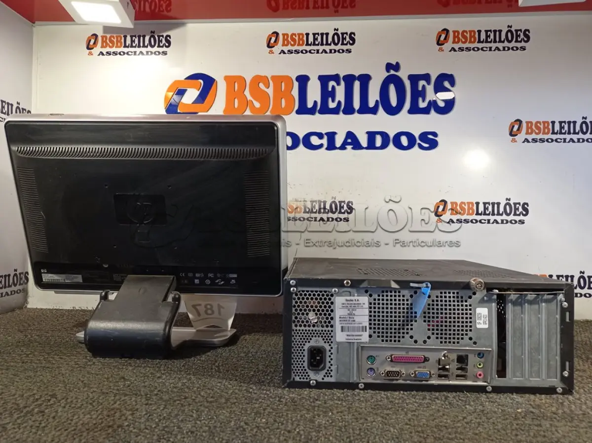 LOTE 187 - 01 MONITOR HP, 01 CPU. (NO ESTADO) ATENÇÃO! FAZER A VISITAÇÃO ANTES DE ARREMATAR, NÃO SABEMOS SE FUNCIONA. LEILÃO NÃO TEM GARANTIA E NEM DEVOLUÇÃO, SUJEITO A POSSÍVEIS AVARIAS VISÍVEIS/OCULTAS E/OU AUSÊNCIA DE COMPONENTES.