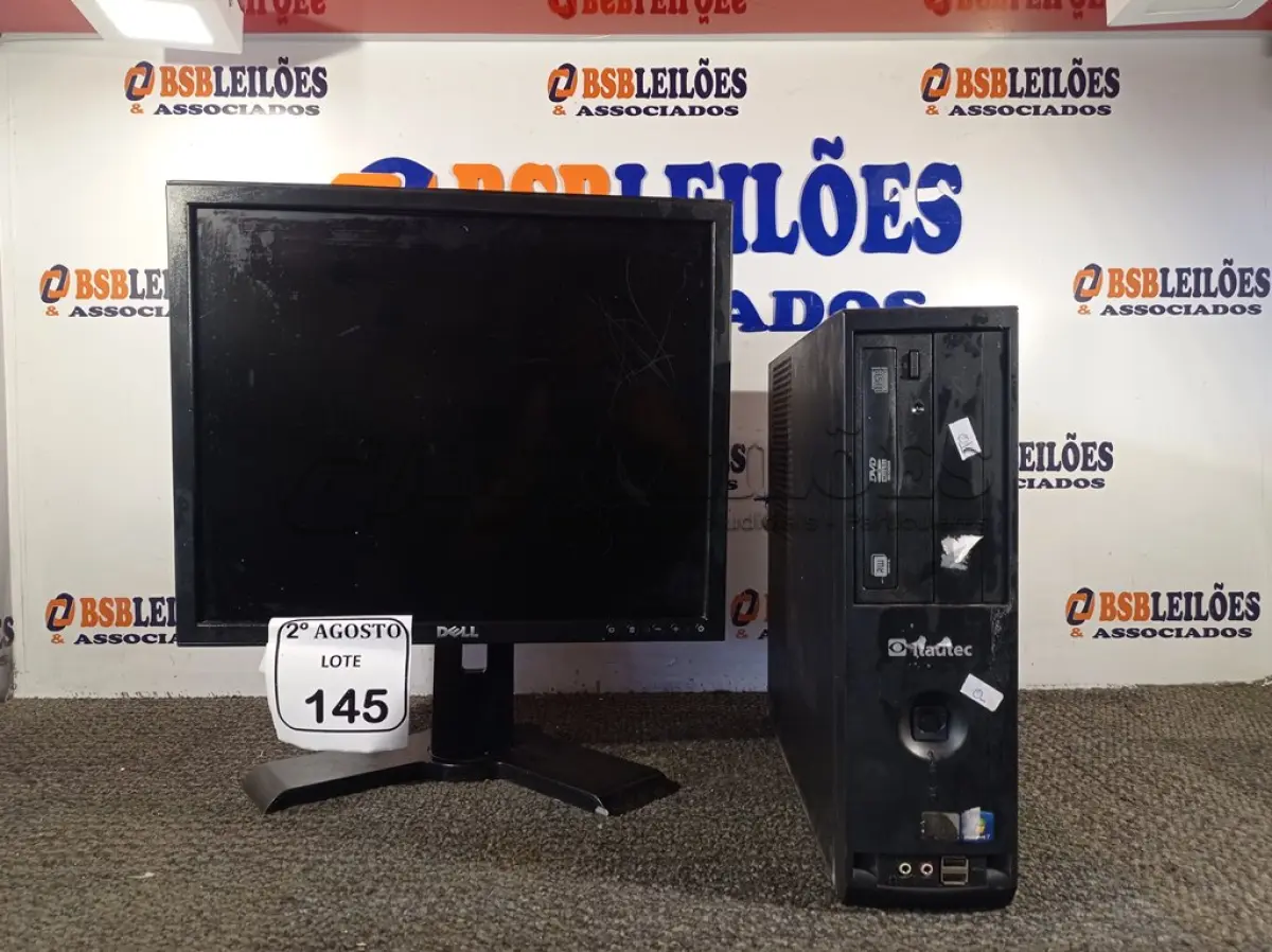 LOTE 145 - 01 CPU MARCA ITAUTEC E 01 MONITOR MARCA DELL. (NO ESTADO) ATENÇÃO! FAZER A VISITAÇÃO ANTES DE ARREMATAR, NÃO SABEMOS SE FUNCIONA. LEILÃO NÃO TEM GARANTIA E NEM DEVOLUÇÃO, SUJEITO A POSSÍVEIS AVARIAS VISÍVEIS/OCULTAS E/OU AUSÊNCIA DE COMPONENTES.