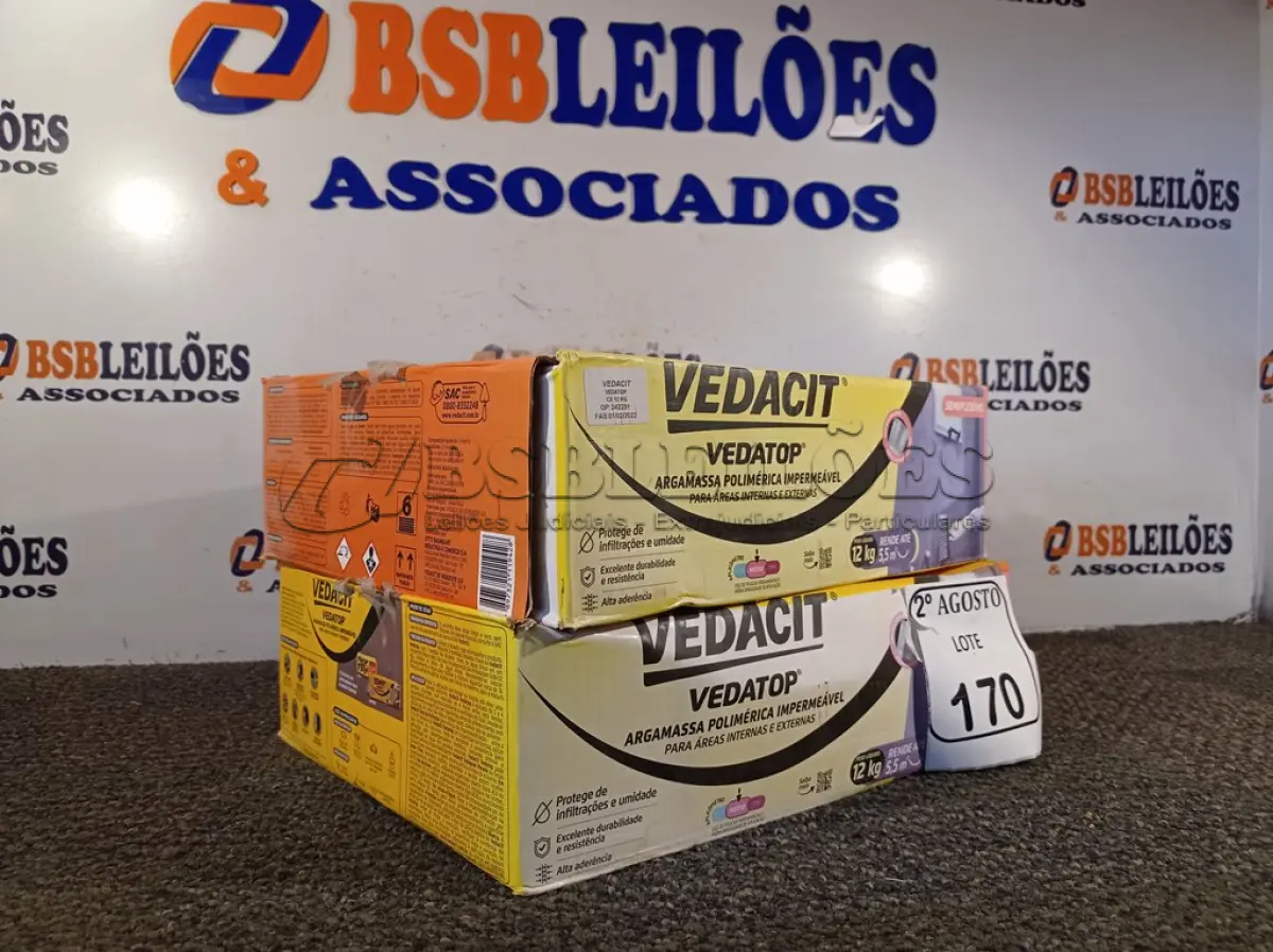 LOTE 170 - 02 VEDACIT ARGAMASSA POLIMÉRICA IMPERMEÁVEL 12KGS CADA. (NO ESTADO) ATENÇÃO! FAZER A VISITAÇÃO ANTES DE ARREMATAR, NÃO SABEMOS SE FUNCIONA. LEILÃO NÃO TEM GARANTIA E NEM DEVOLUÇÃO, SUJEITO A POSSÍVEIS AVARIAS VISÍVEIS/OCULTAS E/OU AUSÊNCIA DE COMPONENTES.