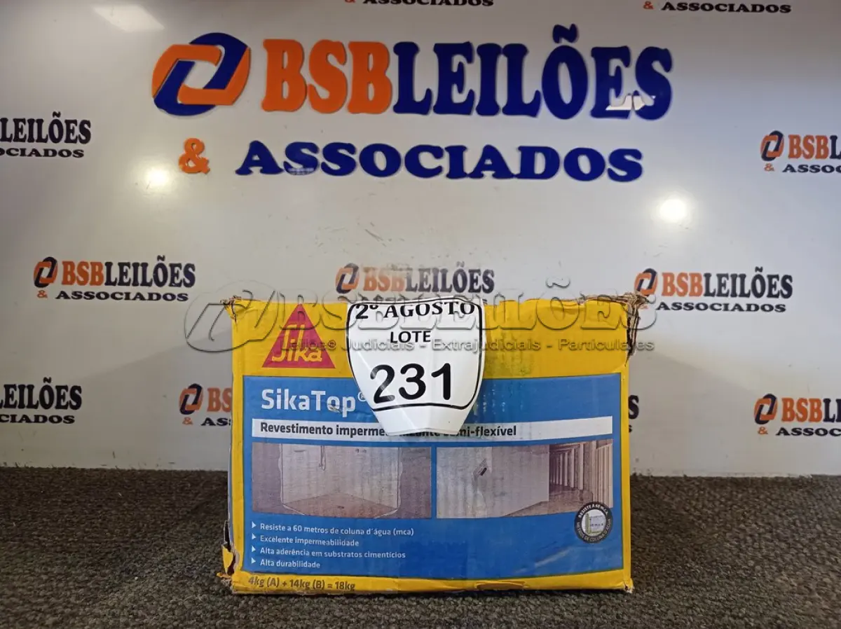 LOTE 231 - 01 SIKATOP -100 REVESTIMENTO IMPERMEABILIZANTE SEMI-FLEXIVEL. (NO ESTADO) ATENÇÃO! FAZER A VISITAÇÃO ANTES DE ARREMATAR, NÃO SABEMOS SE FUNCIONA. LEILÃO NÃO TEM GARANTIA E NEM DEVOLUÇÃO, SUJEITO A POSSÍVEIS AVARIAS VISÍVEIS/OCULTAS E/OU AUSÊNCIA DE COMPONENTES.