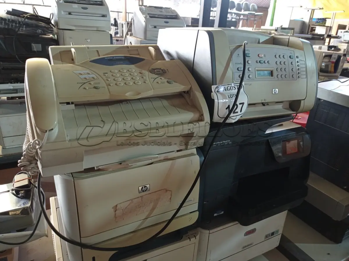 LOTE 127 - 05 IMPRESSORAS MARCAS E MODELOS DIVERSOS E 01 APARELHO DE FAX. (NO ESTADO) ATENÇÃO! FAZER A VISITAÇÃO ANTES DE ARREMATAR, NÃO SABEMOS SE FUNCIONA. LEILÃO NÃO TEM GARANTIA E NEM DEVOLUÇÃO, SUJEITO A POSSÍVEIS AVARIAS VISÍVEIS/OCULTAS E/OU AUSÊNCIA DE COMPONENTES.