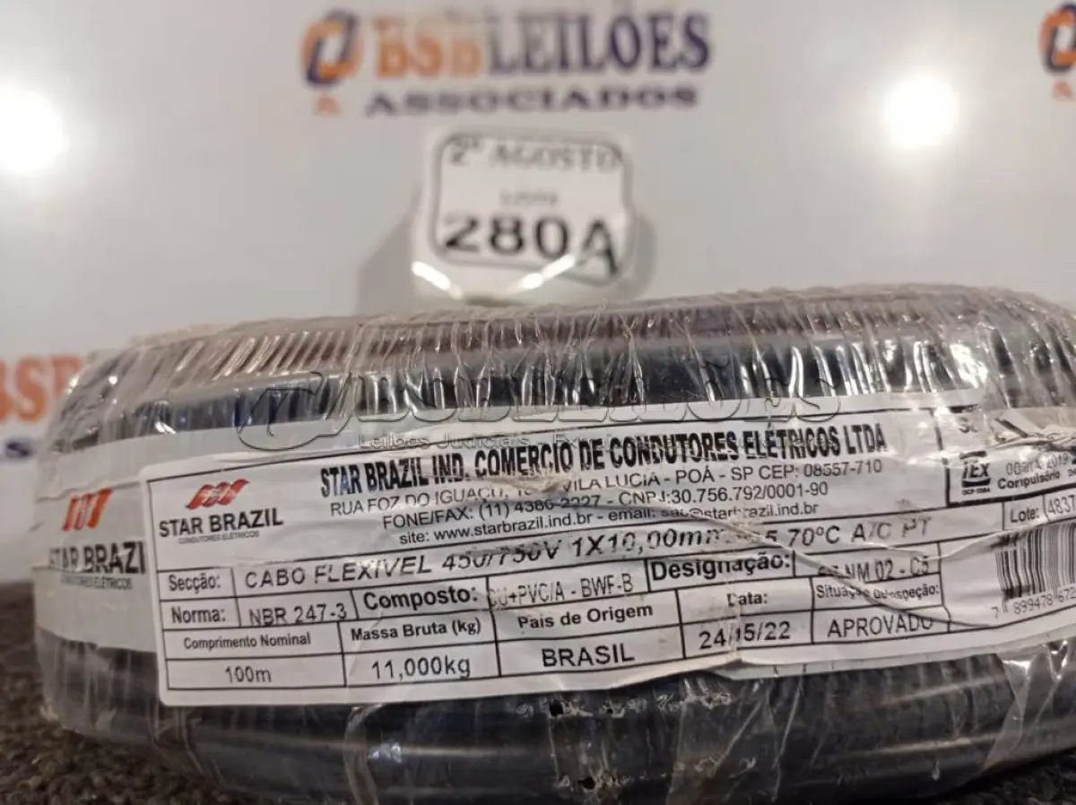 LOTE 280 - 01 ROLO DE FIO FLEXÍVEL 1X10,00MM NA COR PRETA. (NO ESTADO) ATENÇÃO! FAZER A VISITAÇÃO ANTES DE ARREMATAR, NÃO SABEMOS SE FUNCIONA. LEILÃO NÃO TEM GARANTIA E NEM DEVOLUÇÃO, SUJEITO A POSSÍVEIS AVARIAS VISÍVEIS/OCULTAS E/OU AUSÊNCIA DE COMPONENTES.