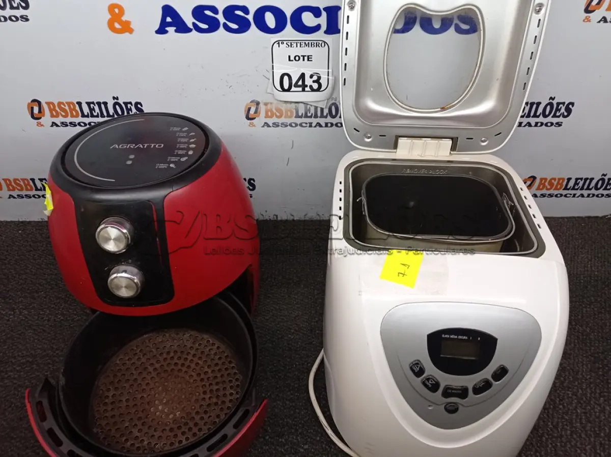 LOTE 043 - 01 AIR FRYER MARCA AGRATTO E MULTIPANE MARCA BRITÂNIA SENDO AS 220V. (NO ESTADO) ATENÇÃO! FAZER A VISITAÇÃO ANTES DE ARREMATAR, NÃO SABEMOS SE FUNCIONA. LEILÃO NÃO TEM GARANTIA E NEM DEVOLUÇÃO, SUJEITO A POSSÍVEIS AVARIAS VISÍVEIS/OCULTAS E/OU AUSÊNCIA DE COMPONENTES.