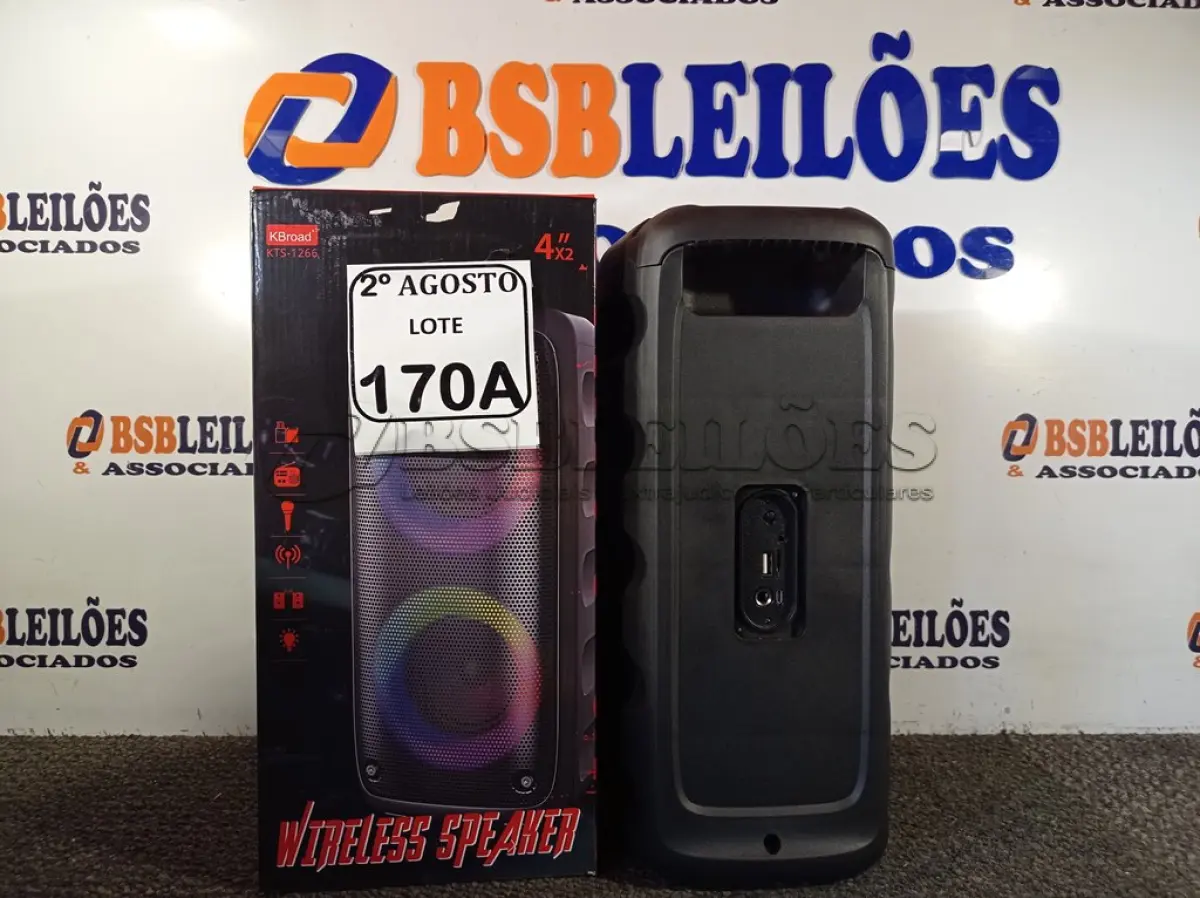 LOTE 170 - 01 CAIXA DE SOM BLUETOOTH 4X2”.. (NO ESTADO) ATENÇÃO! FAZER A VISITAÇÃO ANTES DE ARREMATAR, NÃO SABEMOS SE FUNCIONA. LEILÃO NÃO TEM GARANTIA E NEM DEVOLUÇÃO, SUJEITO A POSSÍVEIS AVARIAS VISÍVEIS/OCULTAS E/OU AUSÊNCIA DE COMPONENTES.
