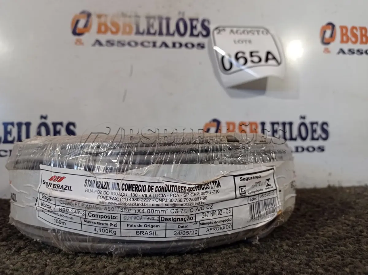 LOTE 065 - 01 ROLO DE FIO FLEXÍVEL 1X4,00MM NA COR CINZA.  (NO ESTADO) ATENÇÃO! FAZER A VISITAÇÃO ANTES DE ARREMATAR, NÃO SABEMOS SE FUNCIONA. LEILÃO NÃO TEM GARANTIA E NEM DEVOLUÇÃO, SUJEITO A POSSÍVEIS AVARIAS VISÍVEIS/OCULTAS E/OU AUSÊNCIA DE COMPONENTES.