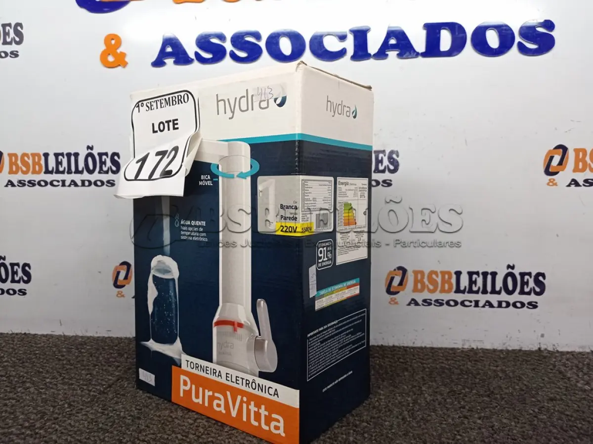 LOTE 172 - 01 TORNEIRA ELETRÔNICA PURA VITTA 220V ÁGUA QUENTE (NOVA). (NO ESTADO) ATENÇÃO! FAZER A VISITAÇÃO ANTES DE ARREMATAR, NÃO SABEMOS SE FUNCIONA. LEILÃO NÃO TEM GARANTIA E NEM DEVOLUÇÃO, SUJEITO A POSSÍVEIS AVARIAS VISÍVEIS/OCULTAS E/OU AUSÊNCIA DE COMPONENTES.