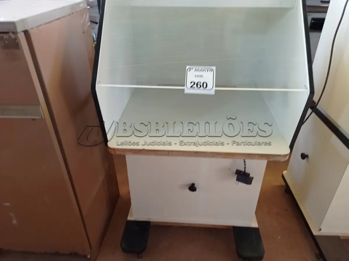 LOTE 260 - 01 CABINE ASSÉPTICA. (NO ESTADO) ATENÇÃO! FAZER A VISITAÇÃO ANTES DE ARREMATAR, NÃO SABEMOS SE FUNCIONA. LEILÃO NÃO TEM GARANTIA E NEM DEVOLUÇÃO, SUJEITO A POSSÍVEIS AVARIAS VISÍVEIS/OCULTAS E/OU AUSÊNCIA DE COMPONENTES.