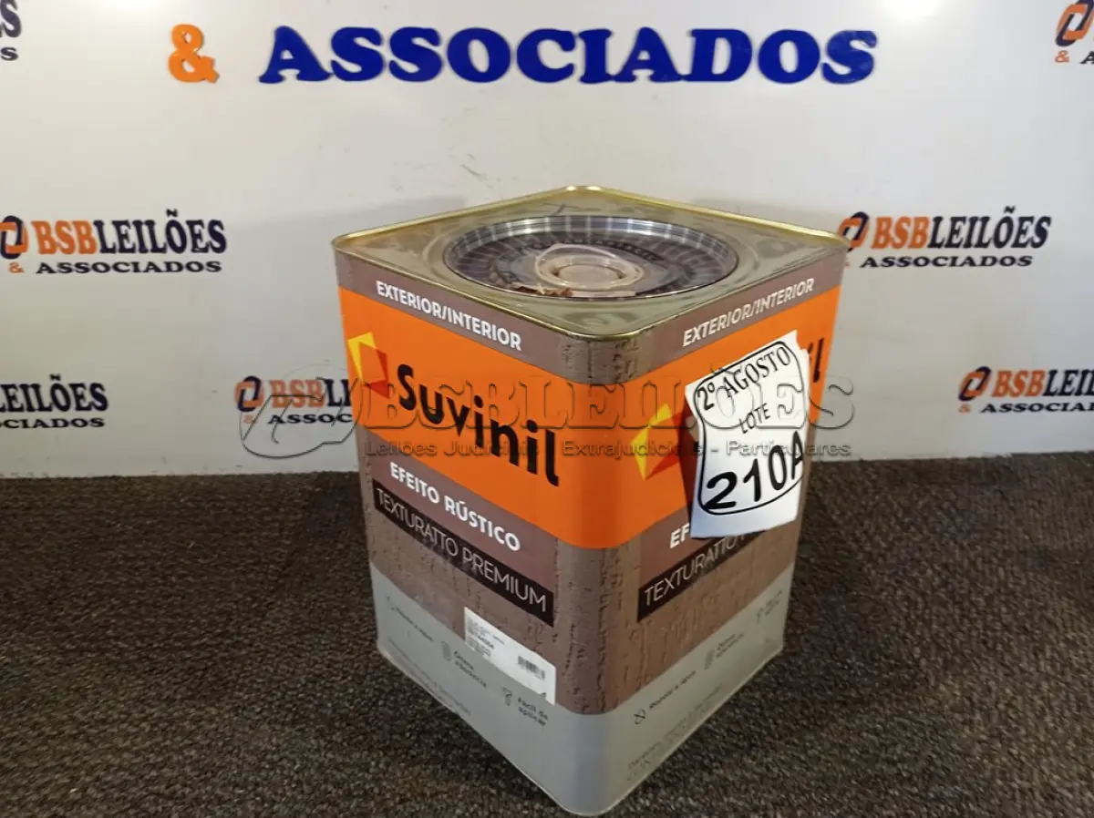 LOTE 210 - 01 LATA DE TINTA TEXTURATTO PREMIUM EFEITO RÚSTICO INTERIOR/EXTERIOR SUVINIL 25KG. (NO ESTADO) ATENÇÃO! FAZER A VISITAÇÃO ANTES DE ARREMATAR, NÃO SABEMOS SE FUNCIONA. LEILÃO NÃO TEM GARANTIA E NEM DEVOLUÇÃO, SUJEITO A POSSÍVEIS AVARIAS VISÍVEIS/OCULTAS E/OU AUSÊNCIA DE COMPONENTES.