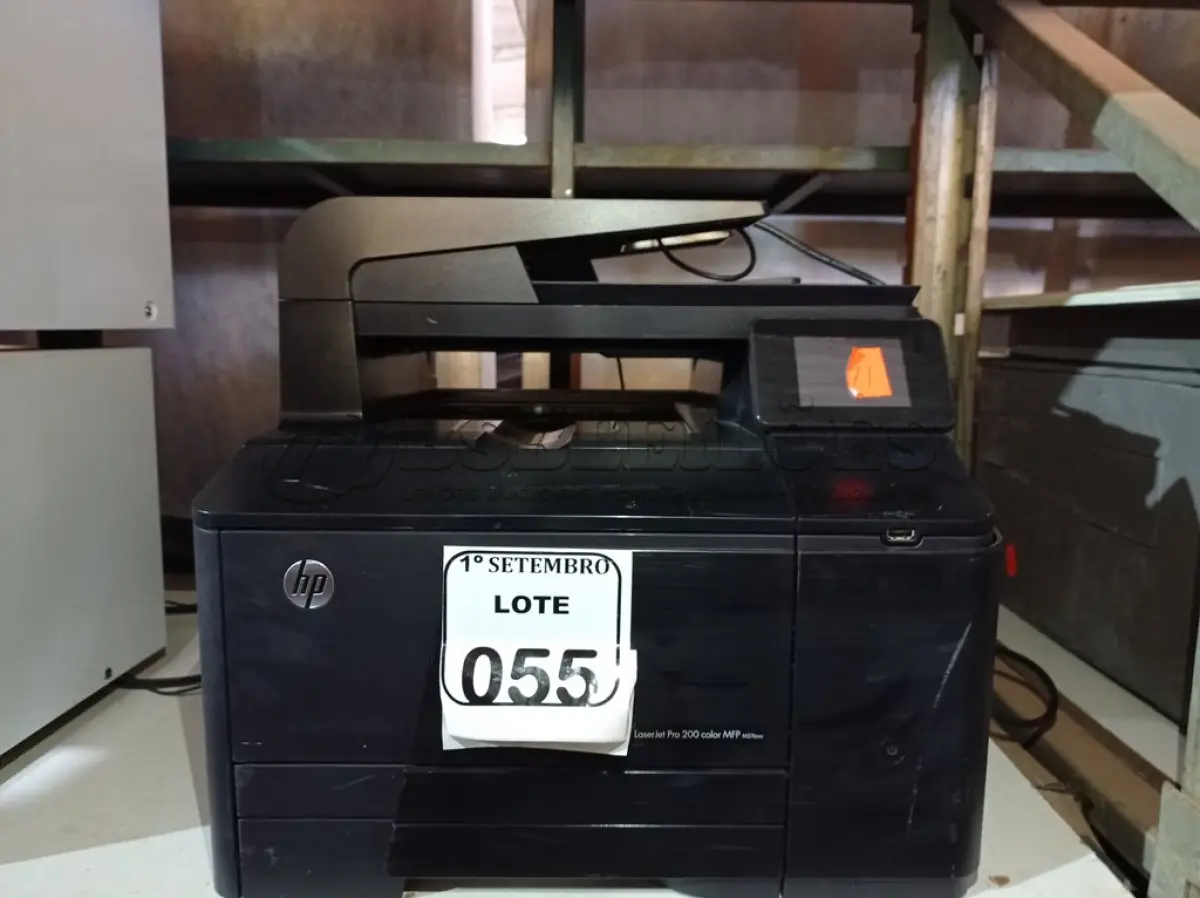 LOTE 055 - 01 IMPRESSORA MULTIFUNCIONAL MARCA HP. (NO ESTADO) ATENÇÃO! FAZER A VISITAÇÃO ANTES DE ARREMATAR, NÃO SABEMOS SE FUNCIONA. LEILÃO NÃO TEM GARANTIA E NEM DEVOLUÇÃO, SUJEITO A POSSÍVEIS AVARIAS VISÍVEIS/OCULTAS E/OU AUSÊNCIA DE COMPONENTES.