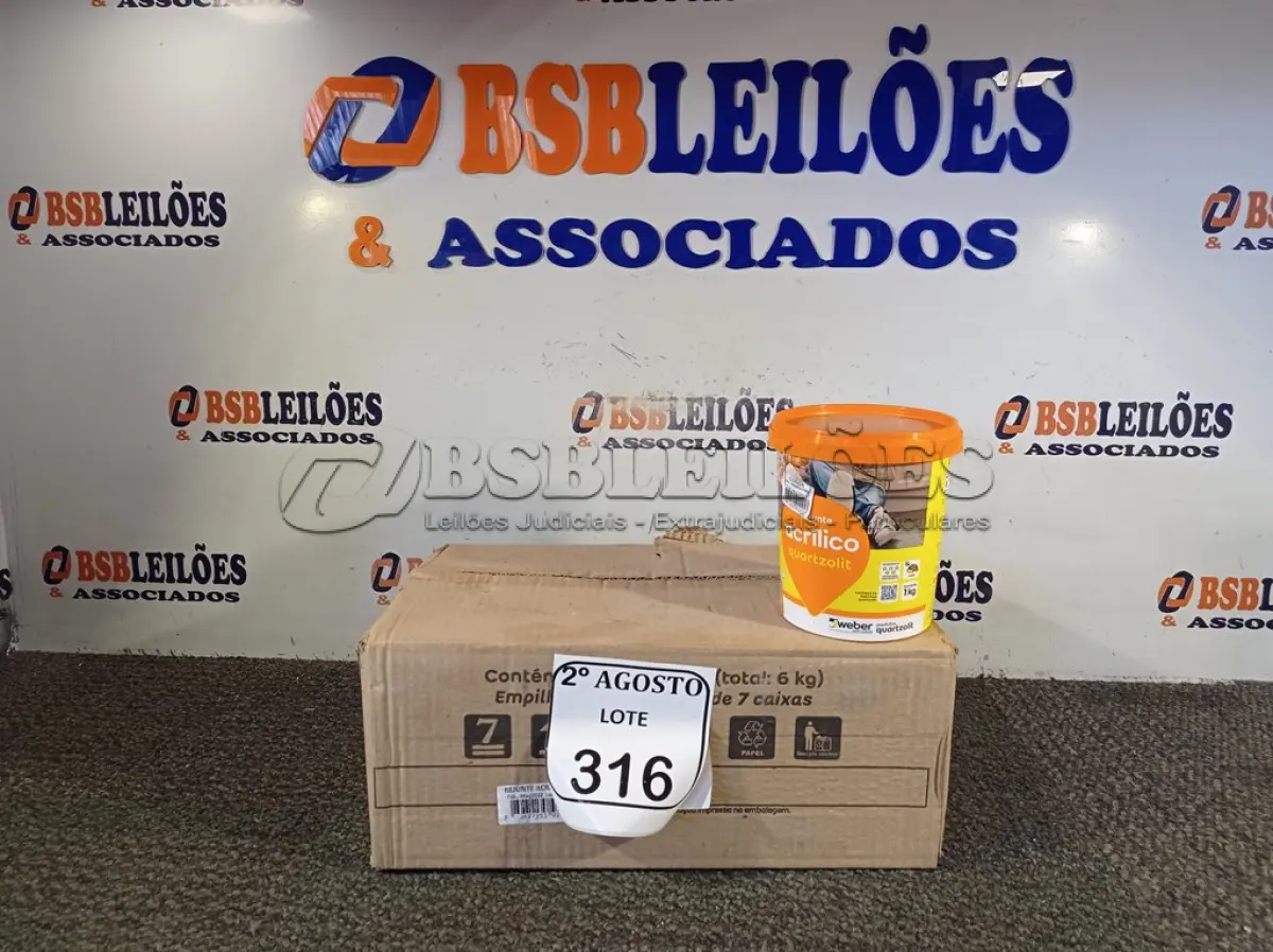 LOTE 316 - 06 REJUNTES ACRÍLICO 1KG CADA. (NO ESTADO) ATENÇÃO! FAZER A VISITAÇÃO ANTES DE ARREMATAR, NÃO SABEMOS SE FUNCIONA. LEILÃO NÃO TEM GARANTIA E NEM DEVOLUÇÃO, SUJEITO A POSSÍVEIS AVARIAS VISÍVEIS/OCULTAS E/OU AUSÊNCIA DE COMPONENTES.