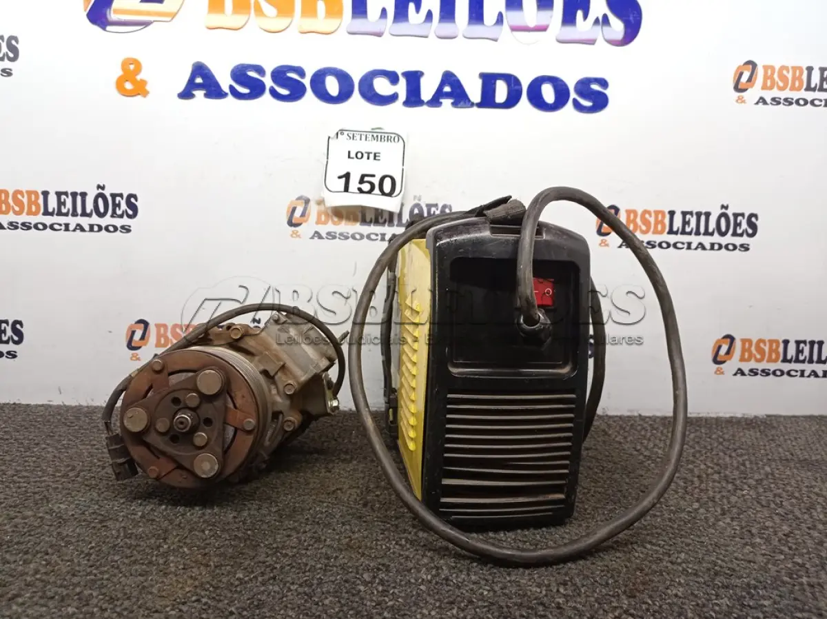LOTE 150 - 01 INVERSOR PARA SOLDA MARCA TORK E 01 COMPRESSOR.  (NO ESTADO) ATENÇÃO! FAZER A VISITAÇÃO ANTES DE ARREMATAR, NÃO SABEMOS SE FUNCIONA. LEILÃO NÃO TEM GARANTIA E NEM DEVOLUÇÃO, SUJEITO A POSSÍVEIS AVARIAS VISÍVEIS/OCULTAS E/OU AUSÊNCIA DE COMPONENTES.
