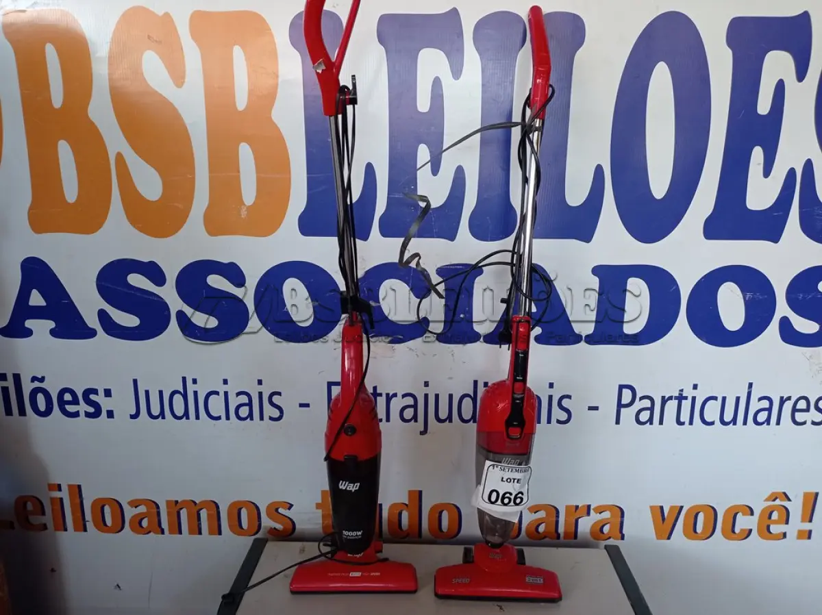 LOTE 066 - 02 ASPIRADORES DE PÓ PORTÁTIL 220V MARCA WAP. (NO ESTADO) ATENÇÃO! FAZER A VISITAÇÃO ANTES DE ARREMATAR, NÃO SABEMOS SE FUNCIONA. LEILÃO NÃO TEM GARANTIA E NEM DEVOLUÇÃO, SUJEITO A POSSÍVEIS AVARIAS VISÍVEIS/OCULTAS E/OU AUSÊNCIA DE COMPONENTES.