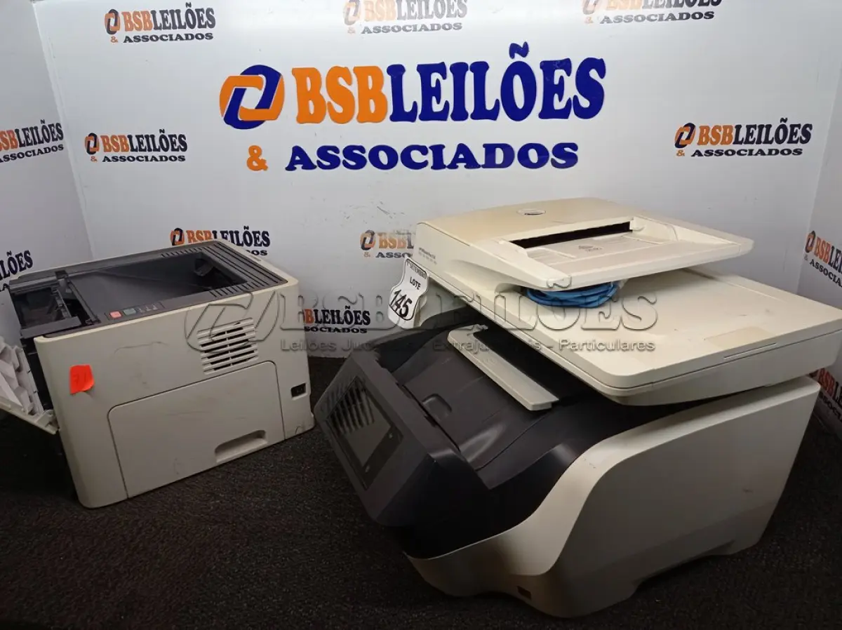 LOTE 145 - 02 IMPRESSORAS HP SENDO UMA MULTIFUNCIONAL.  (NO ESTADO) ATENÇÃO! FAZER A VISITAÇÃO ANTES DE ARREMATAR, NÃO SABEMOS SE FUNCIONA. LEILÃO NÃO TEM GARANTIA E NEM DEVOLUÇÃO, SUJEITO A POSSÍVEIS AVARIAS VISÍVEIS/OCULTAS E/OU AUSÊNCIA DE COMPONENTES.