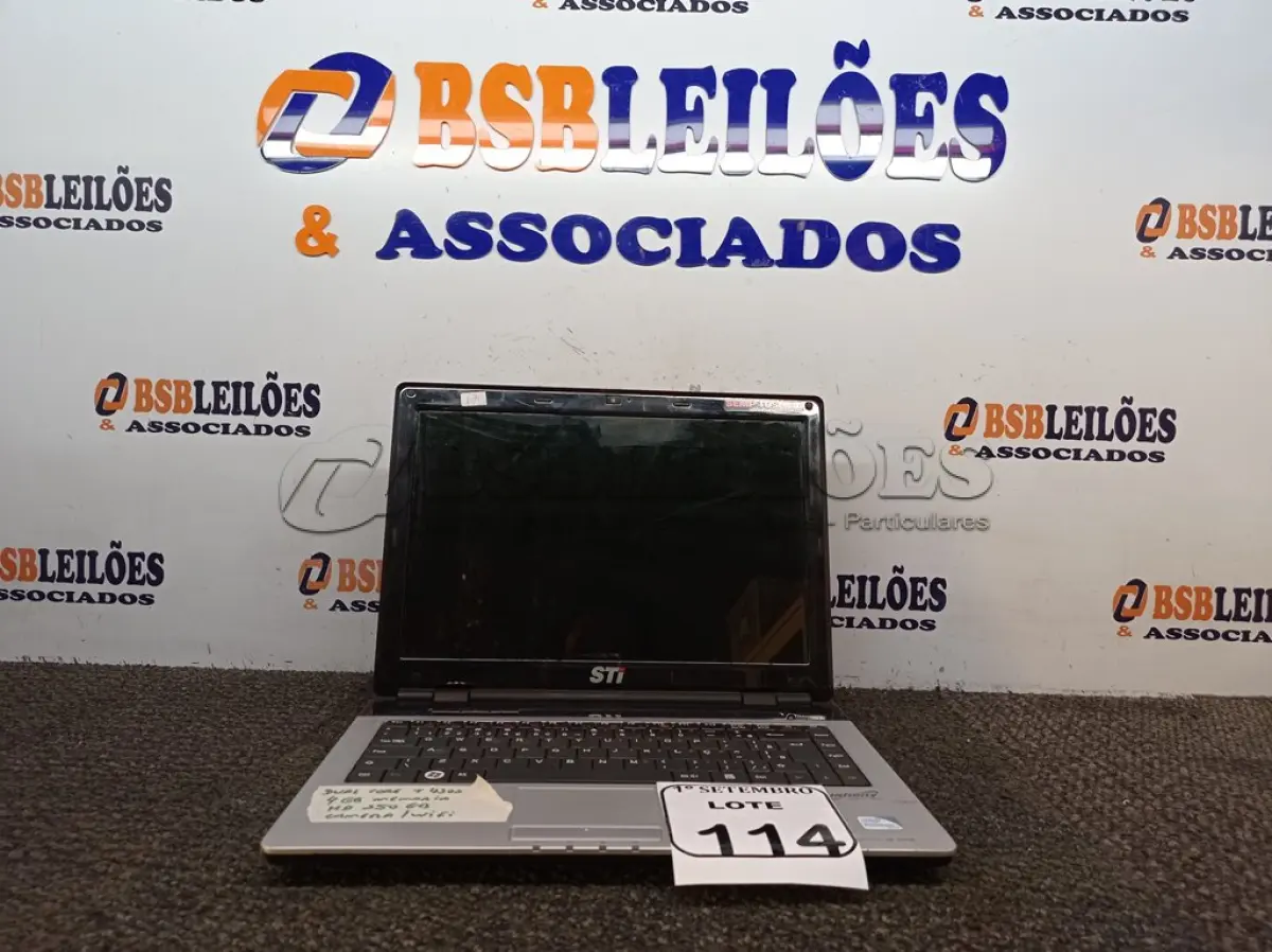 LOTE 114 - 01 NOTEBOOK STI. (NO ESTADO) ATENÇÃO! FAZER A VISITAÇÃO ANTES DE ARREMATAR, NÃO SABEMOS SE FUNCIONA. LEILÃO NÃO TEM GARANTIA E NEM DEVOLUÇÃO, SUJEITO A POSSÍVEIS AVARIAS VISÍVEIS/OCULTAS E/OU AUSÊNCIA DE COMPONENTES.
