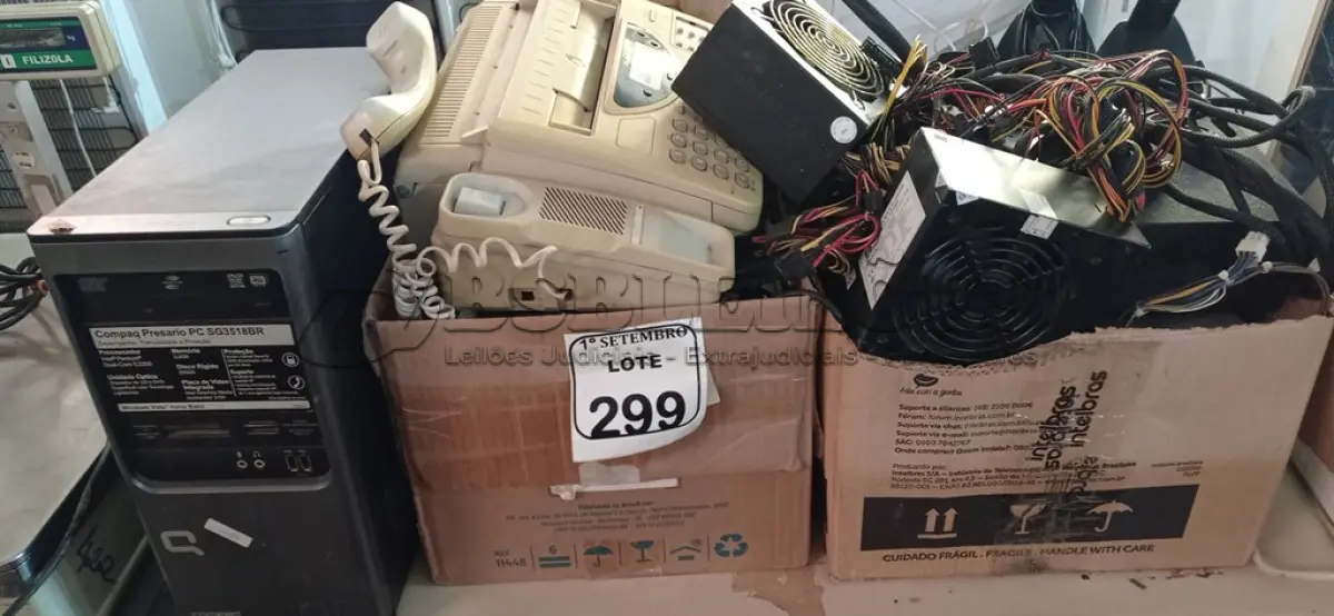 LOTE 299 - 01 LOTE COM DIVERSAS FONTES, 01 CPU, 01 DVR E MATÉRIAS DIVERSOS. (NO ESTADO) ATENÇÃO! FAZER A VISITAÇÃO ANTES DE ARREMATAR, NÃO SABEMOS SE FUNCIONA. LEILÃO NÃO TEM GARANTIA E NEM DEVOLUÇÃO, SUJEITO A POSSÍVEIS AVARIAS VISÍVEIS/OCULTAS E/OU AUSÊNCIA DE COMPONENTES.
