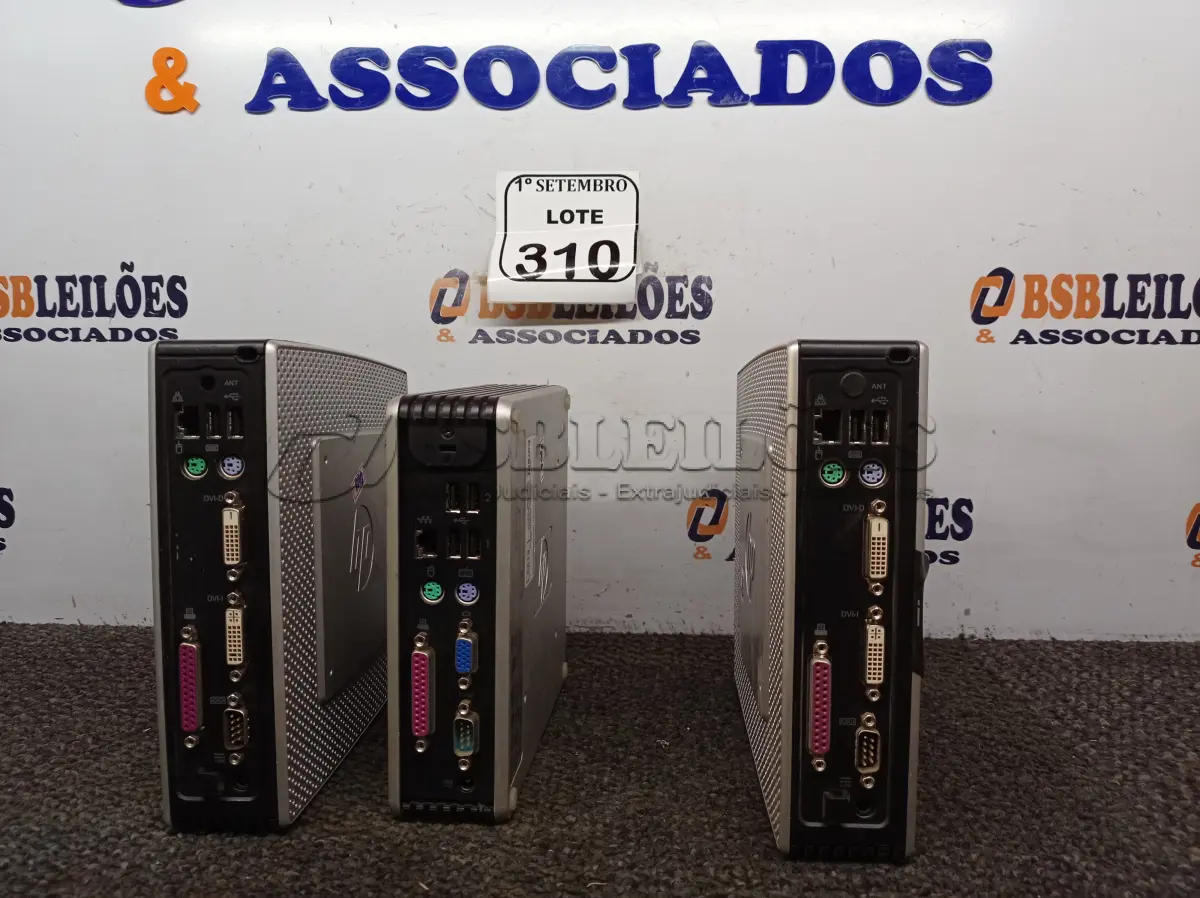 LOTE 310 - 03 MINI CPUS MARCA HP. (NO ESTADO) ATENÇÃO! FAZER A VISITAÇÃO ANTES DE ARREMATAR, NÃO SABEMOS SE FUNCIONA. LEILÃO NÃO TEM GARANTIA E NEM DEVOLUÇÃO, SUJEITO A POSSÍVEIS AVARIAS VISÍVEIS/OCULTAS E/OU AUSÊNCIA DE COMPONENTES.